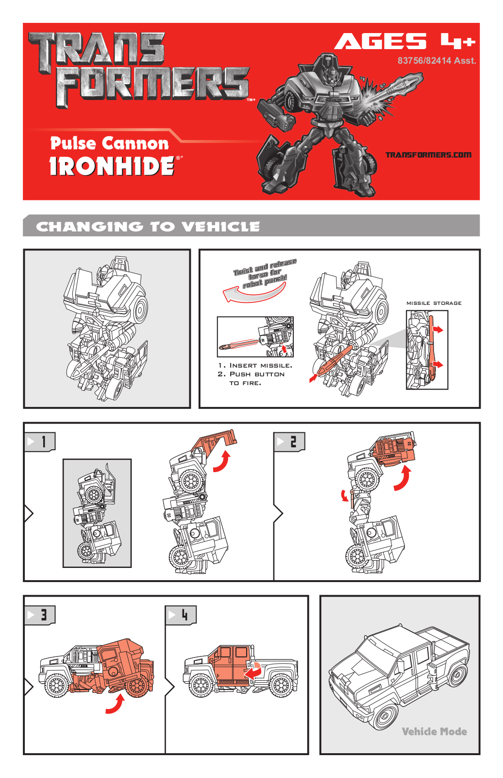 HASBRO Transformers Pulse Cannon Ironhide User Manual