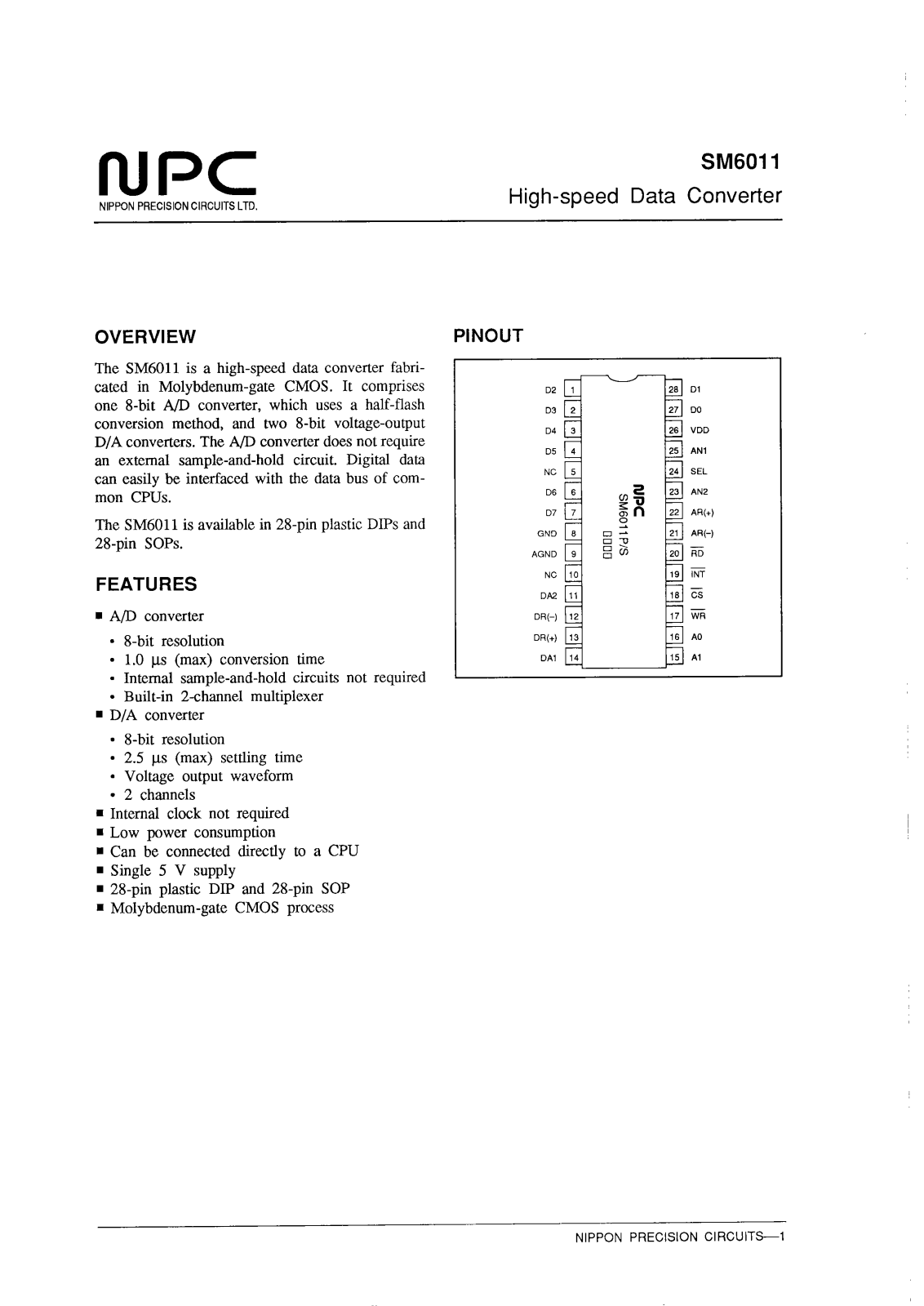 NPC SM6011P, SM6011S Datasheet