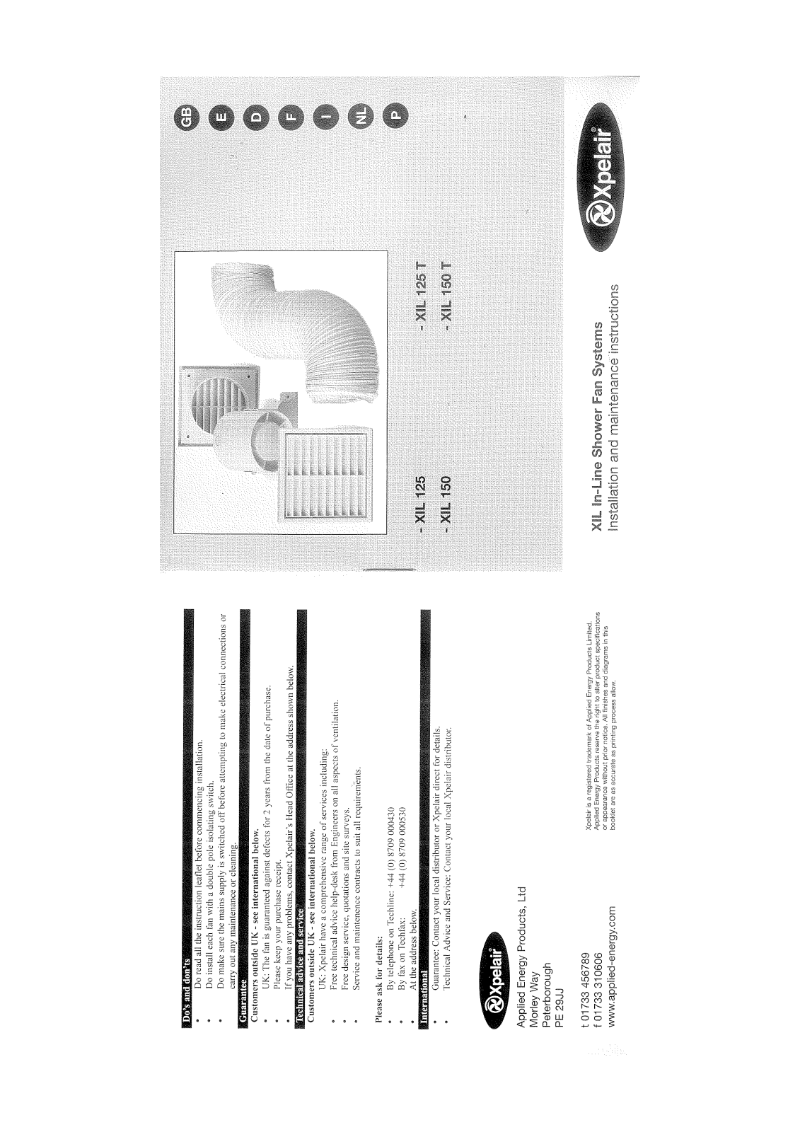 Applied energy XIL150, XIL125, XIL150T User Manual