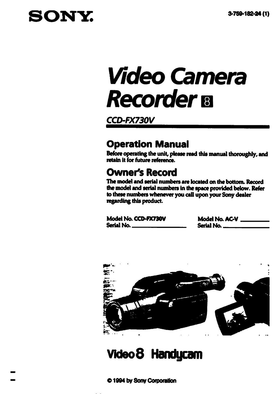 Sony CCD-FX730V User Manual