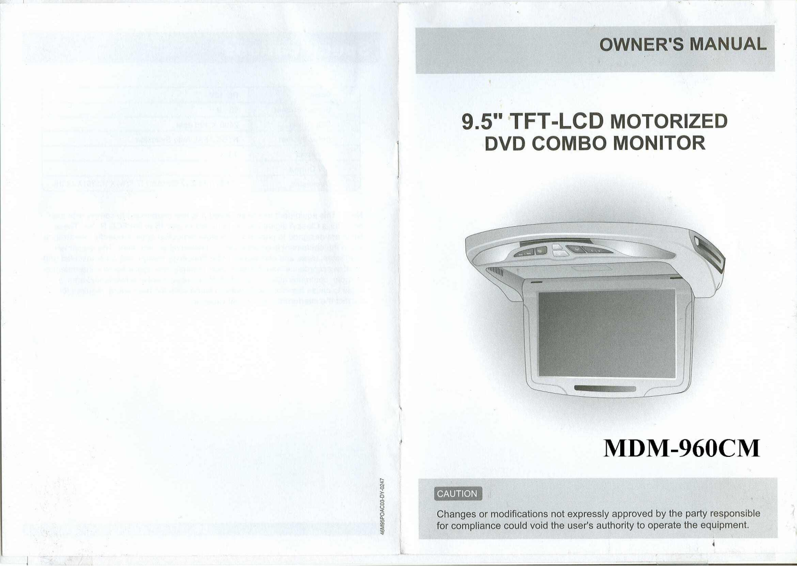 Power acoustik MDM-960CM User Manual