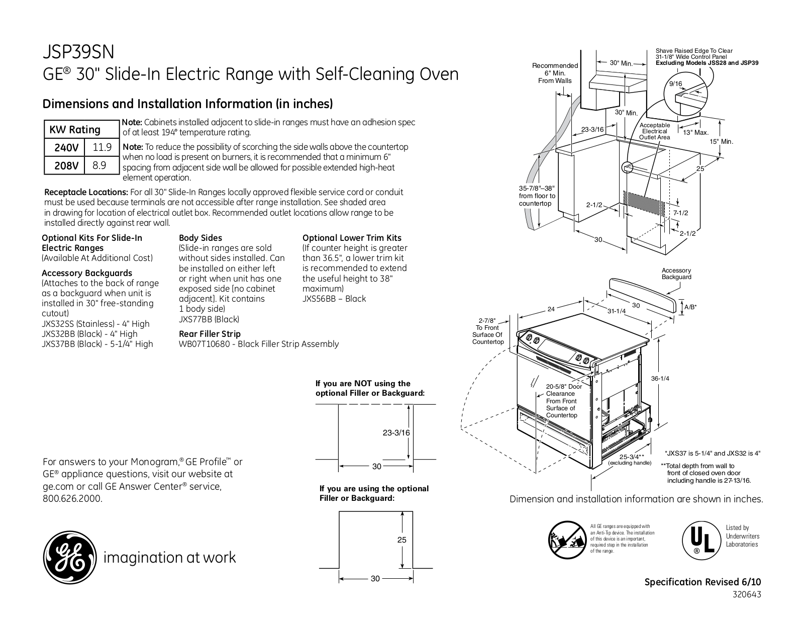 General Electric JSP39SNSS User Manual