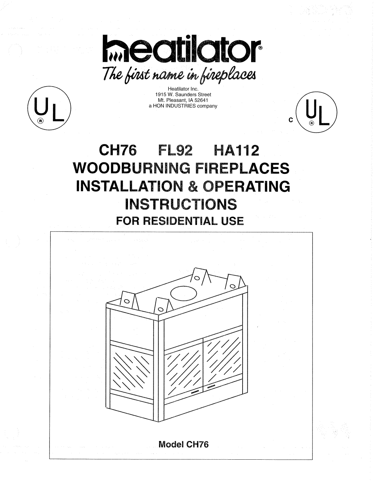 Heatiator CH76 User Manual