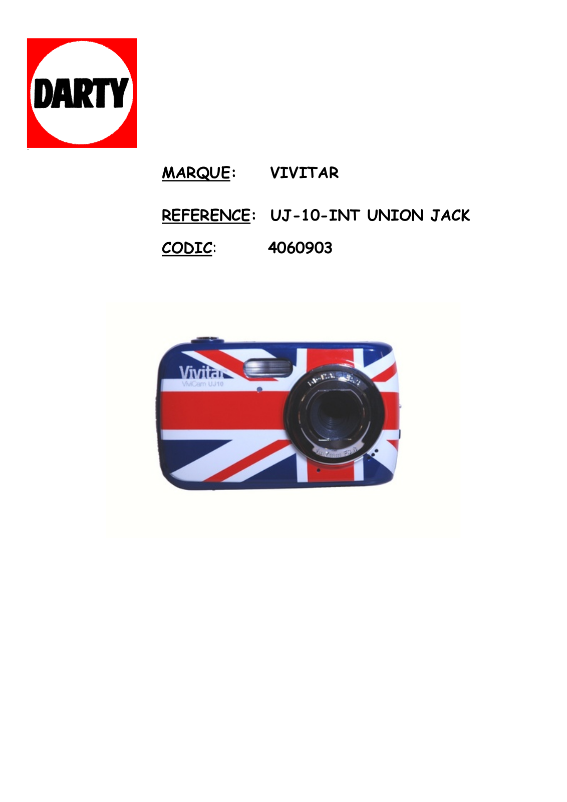 VIVITAR UJ-10-INT, UNION JACK User Manual