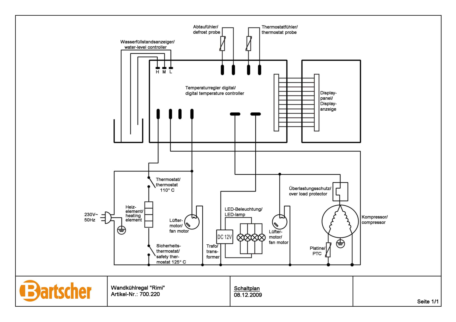 Bartscher 700220 Schematic