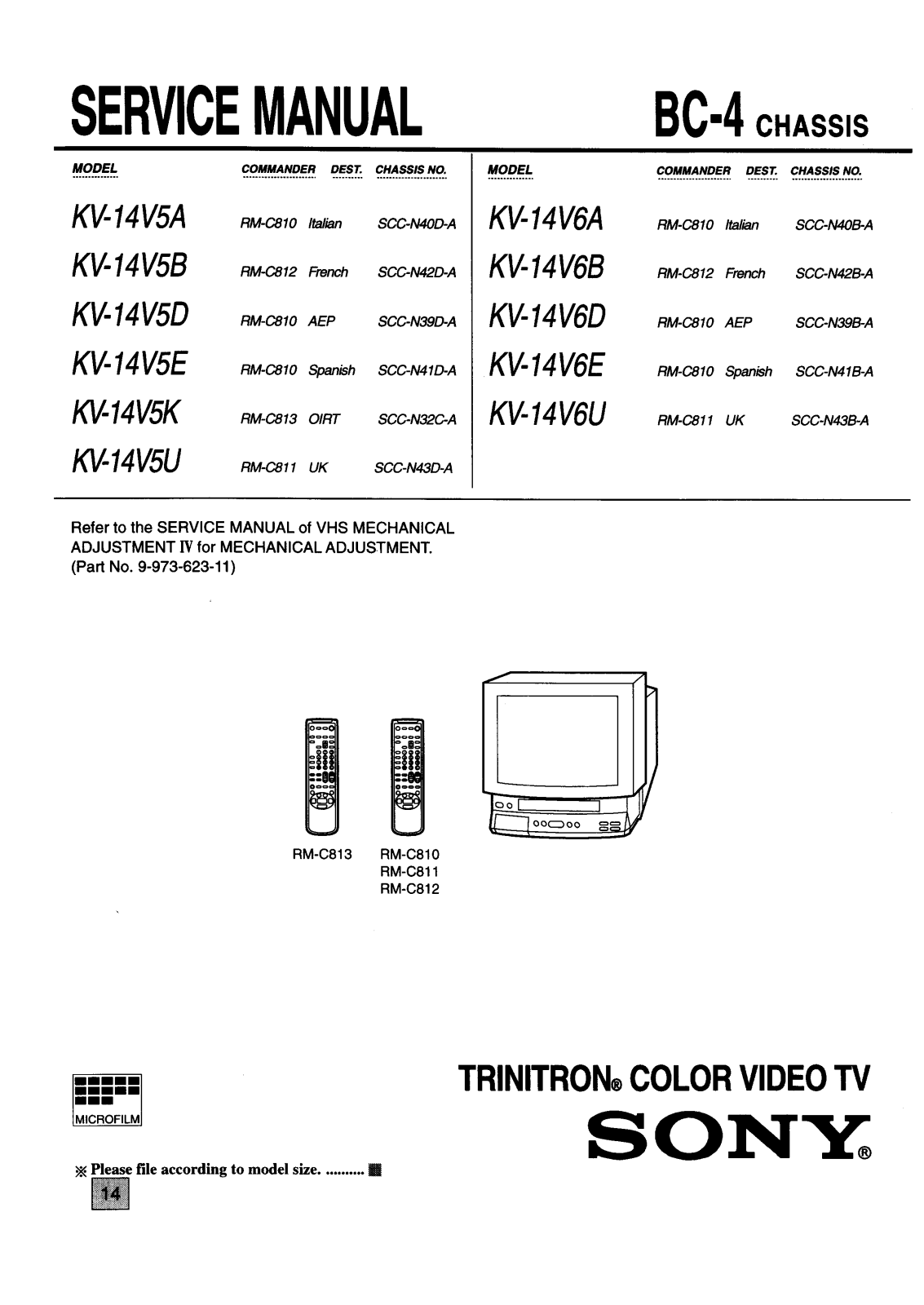 Sony KV-14V5A, KV-14V5B, KV-14V5D, KV-14V5E, KV-14V5K Service Manual