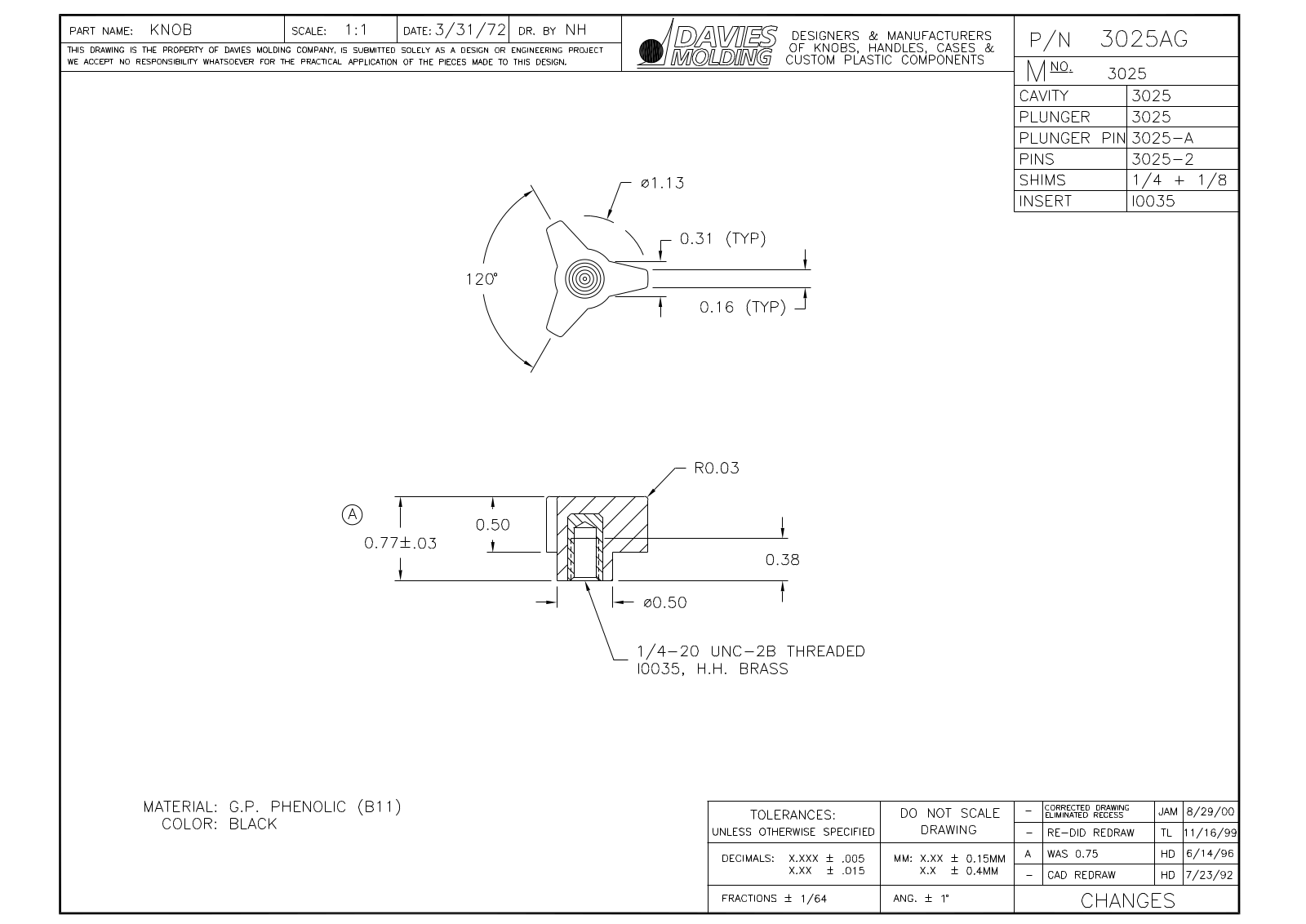 Davies Molding 3025AG Reference Drawing