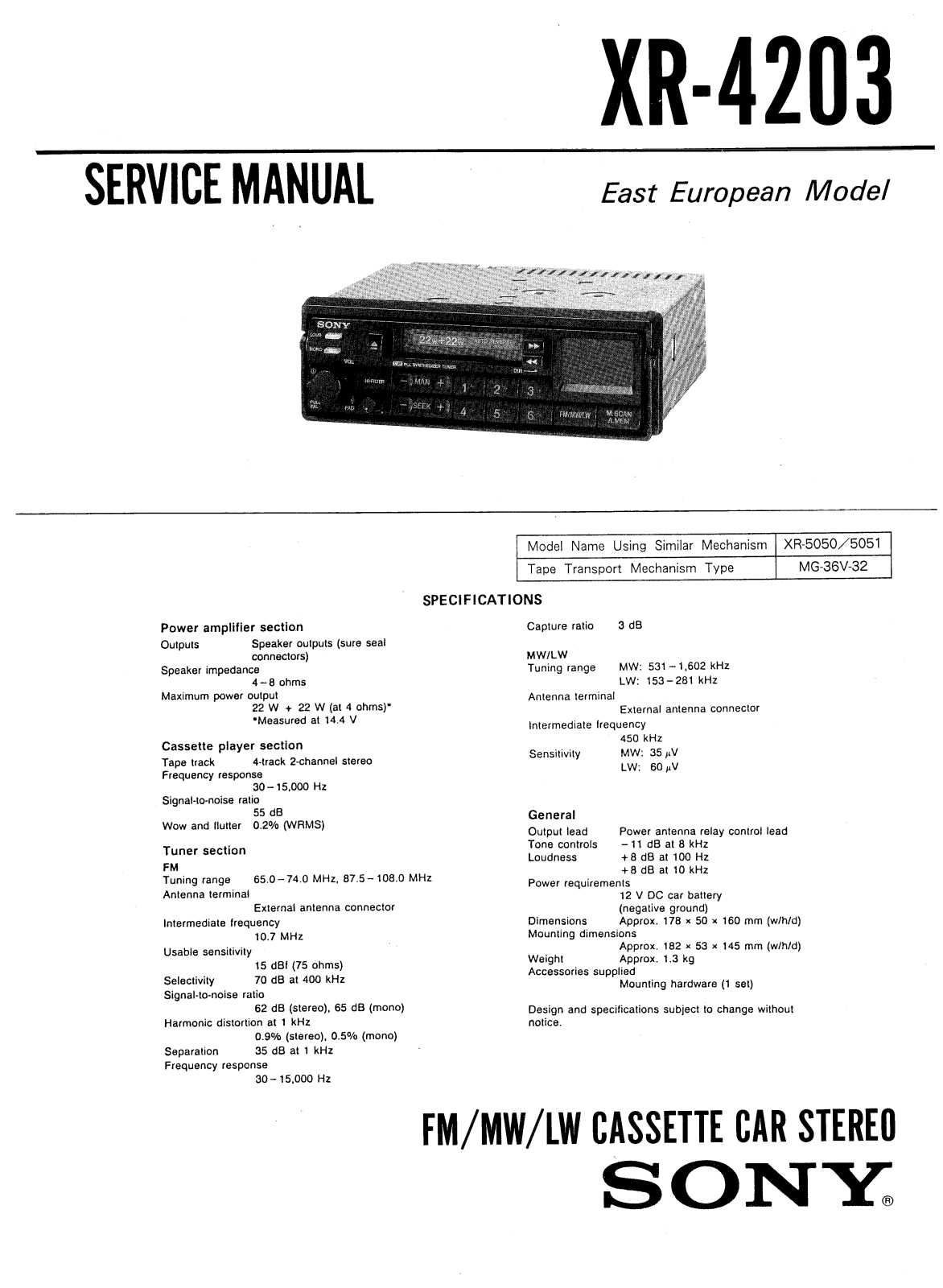 Sony XR-4203 Service manual