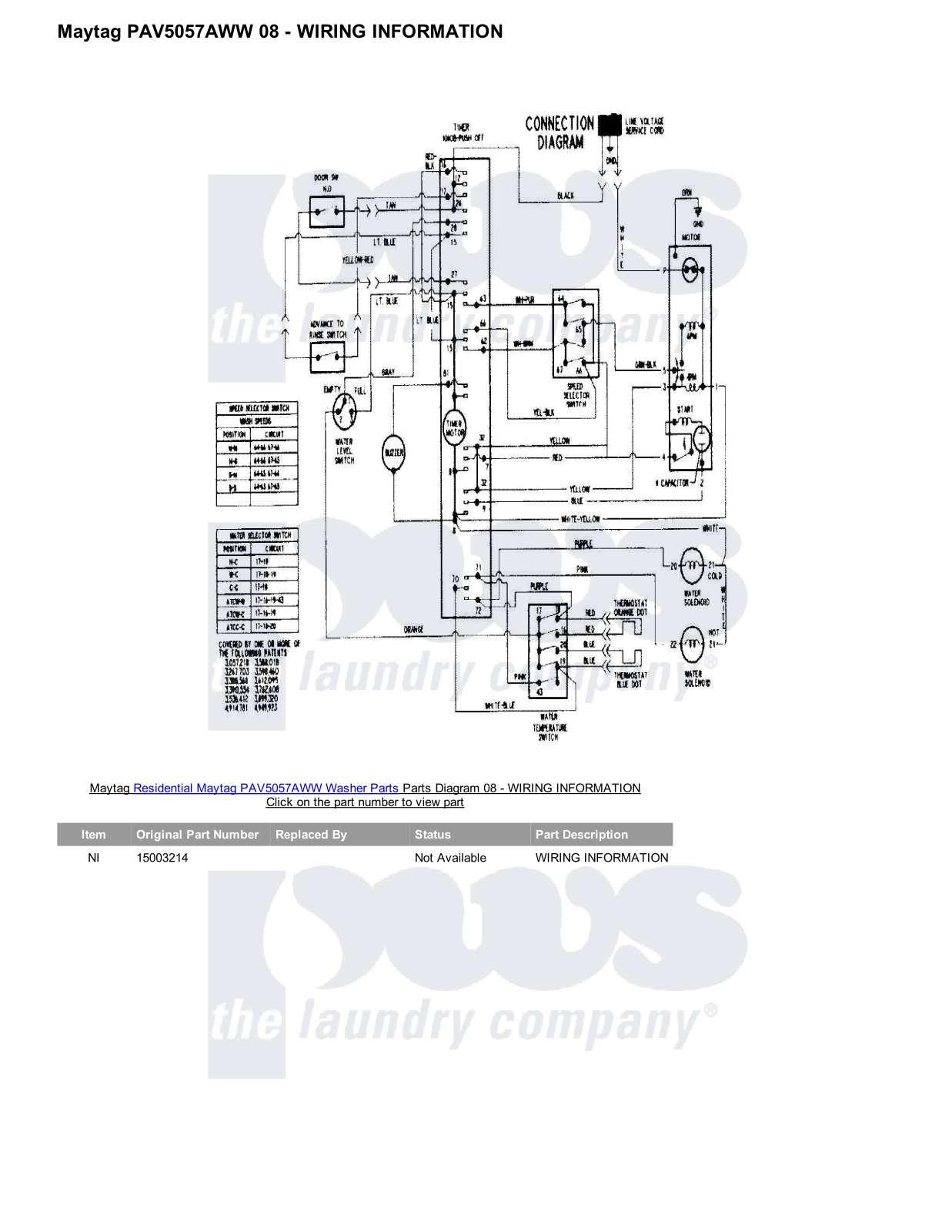 Maytag PAV5057AWW Parts Diagram