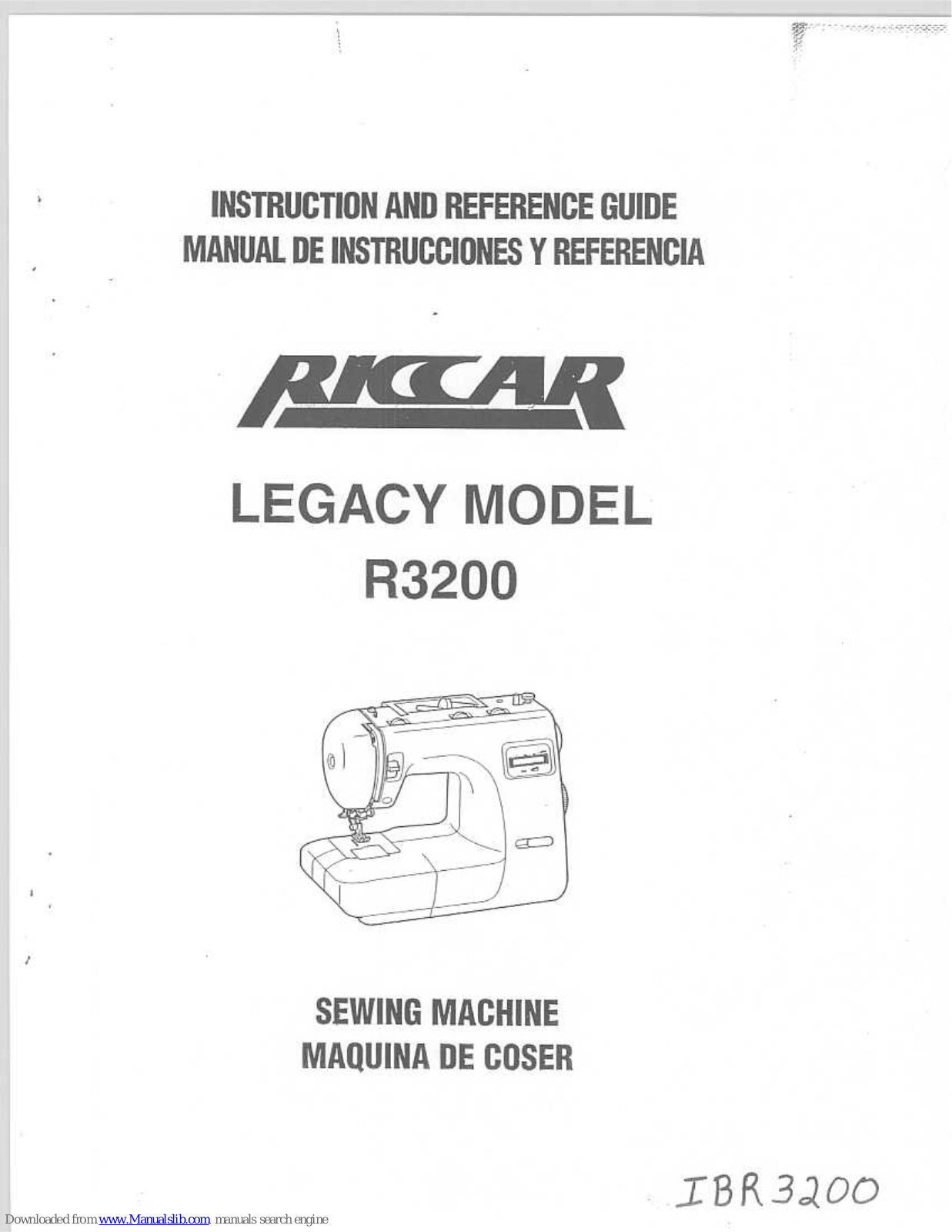 Riccar Legacy R3200 Instruction And Reference Manual