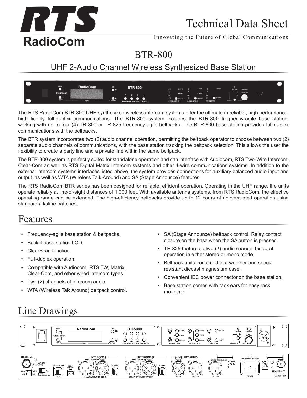 Telex BTR-800 Datasheet