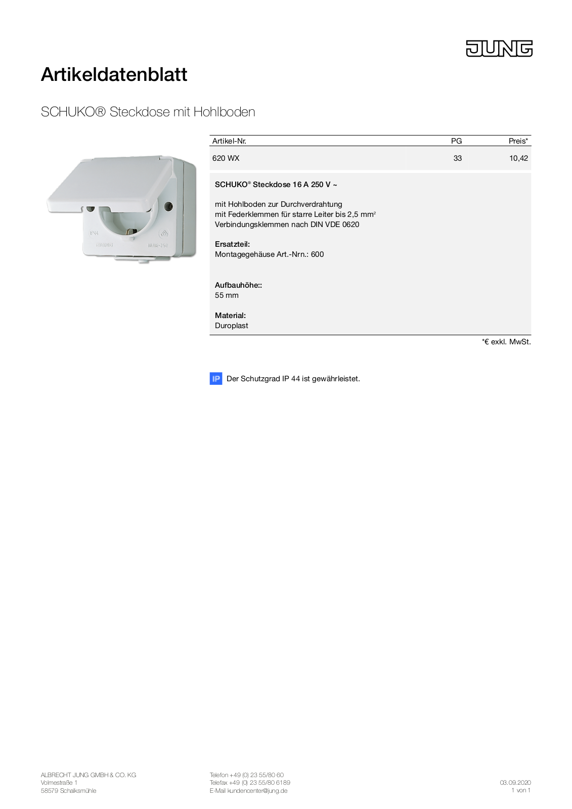 Jung 620 WX User Manual