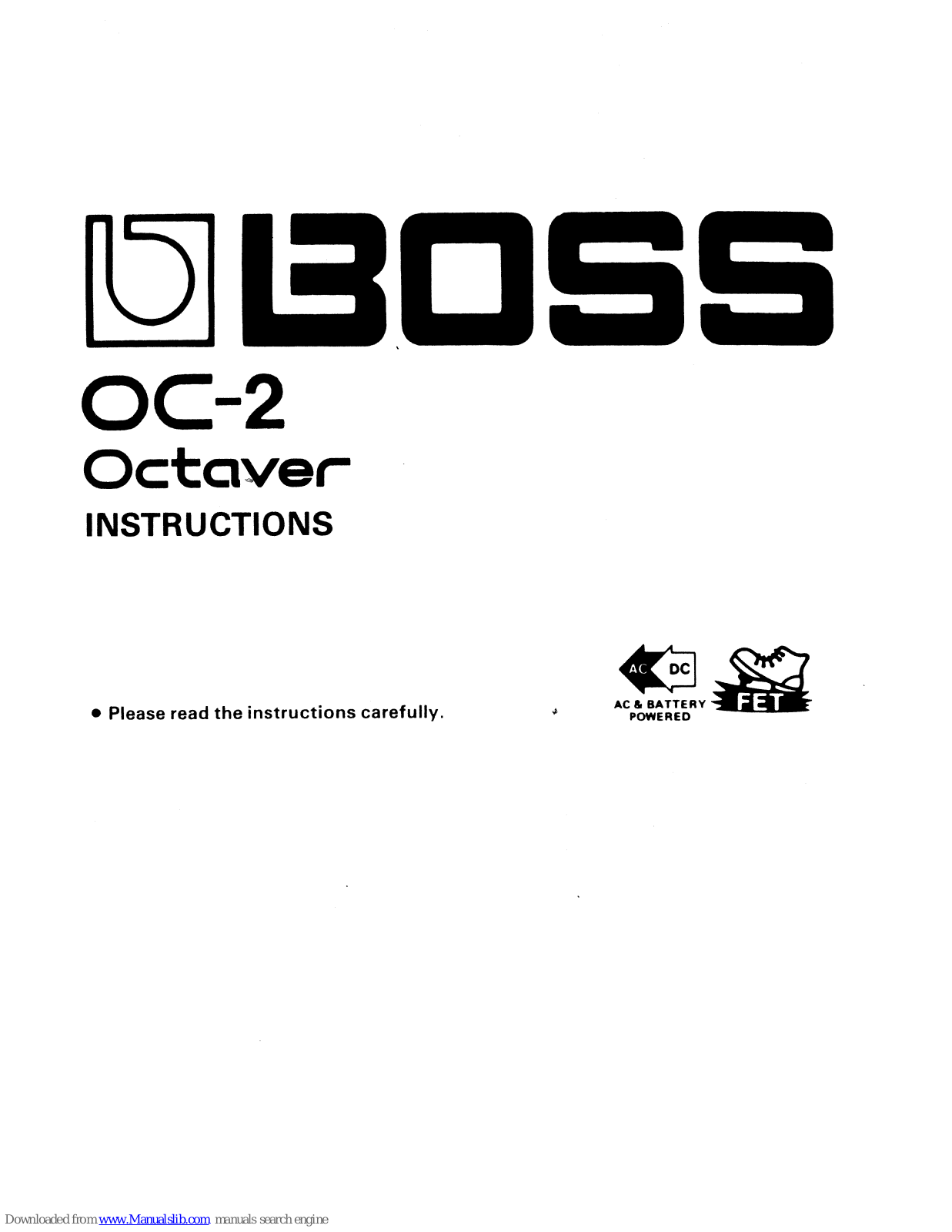 Boss OC-2 Octaver Instructions Manual