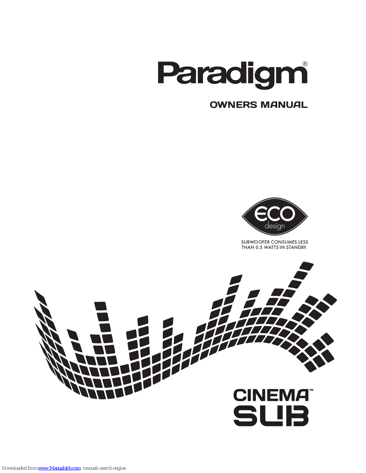 Paradigm cinema sub Owner's Manual