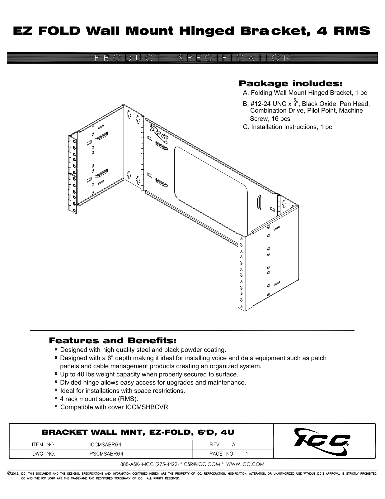 ICC ICCMSABR64 Specsheet