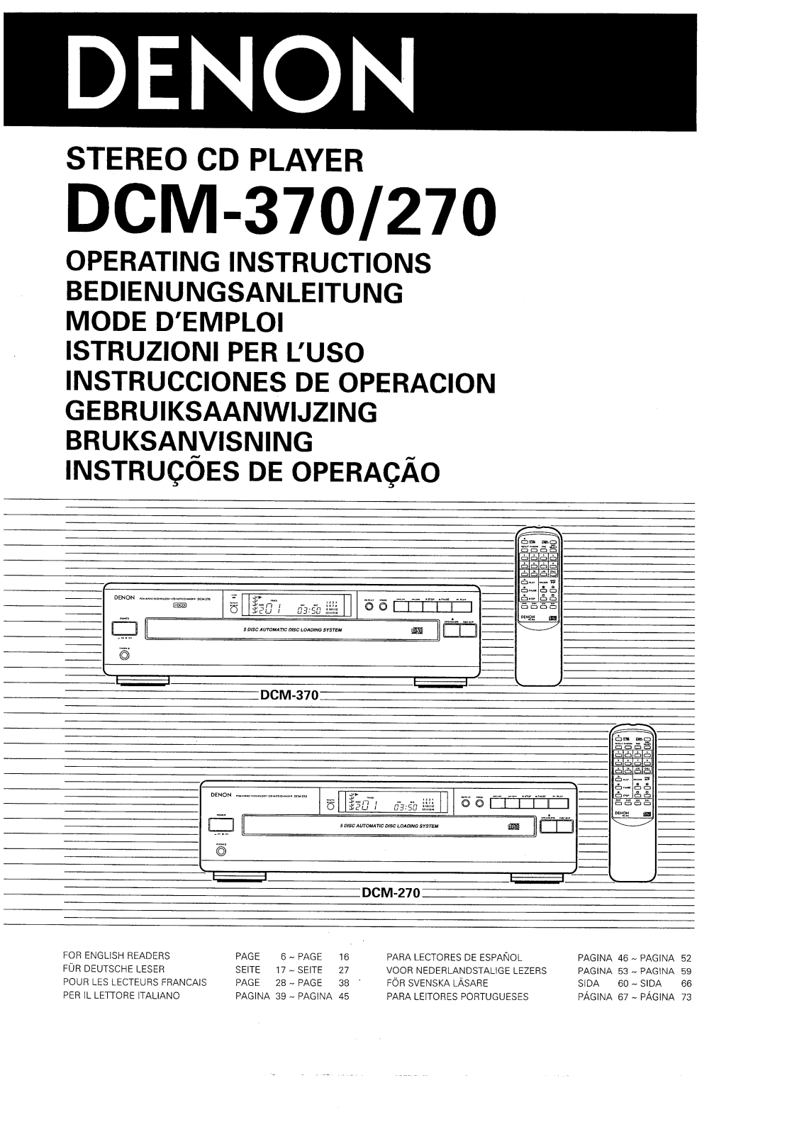 Denon DCM-370, DCM-270 OPERATING INSTRUCTIONS