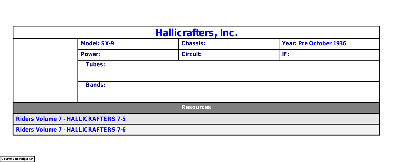 Hallicrafters SX-9 User Guide