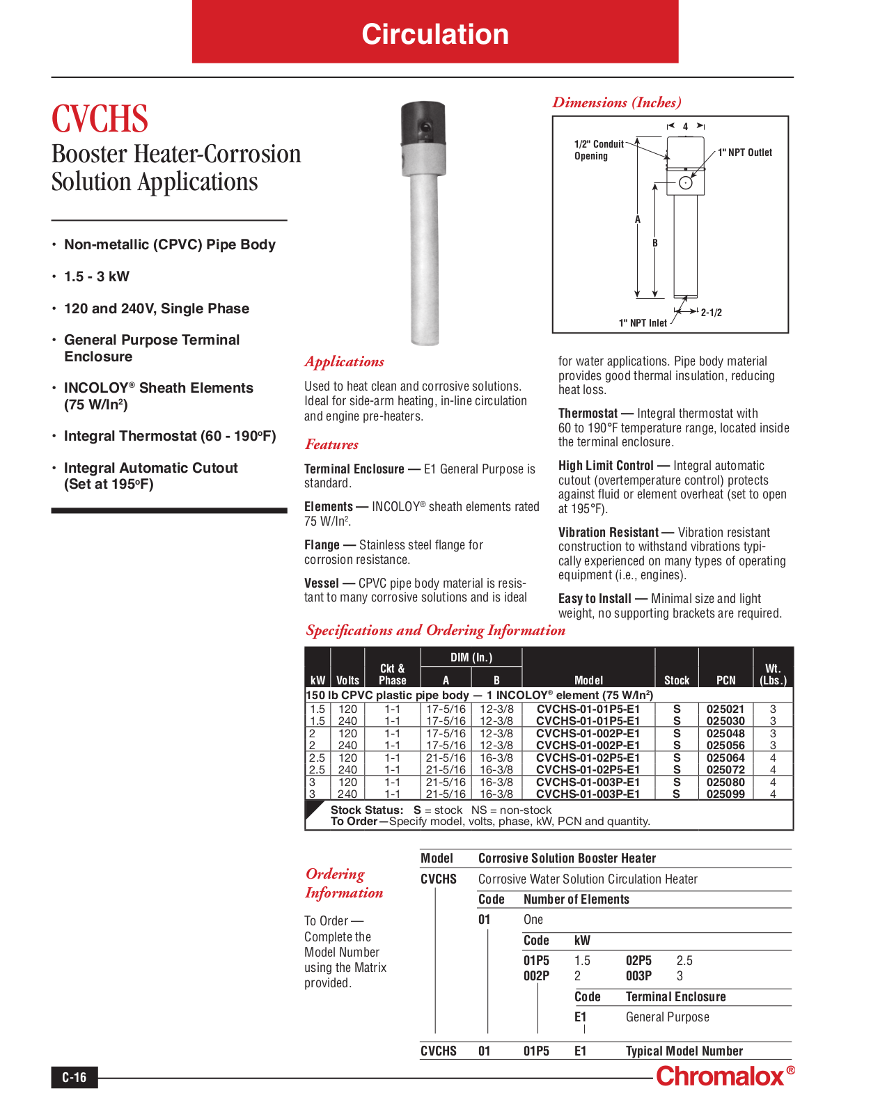 Chromalox CVCHS Catalog Page