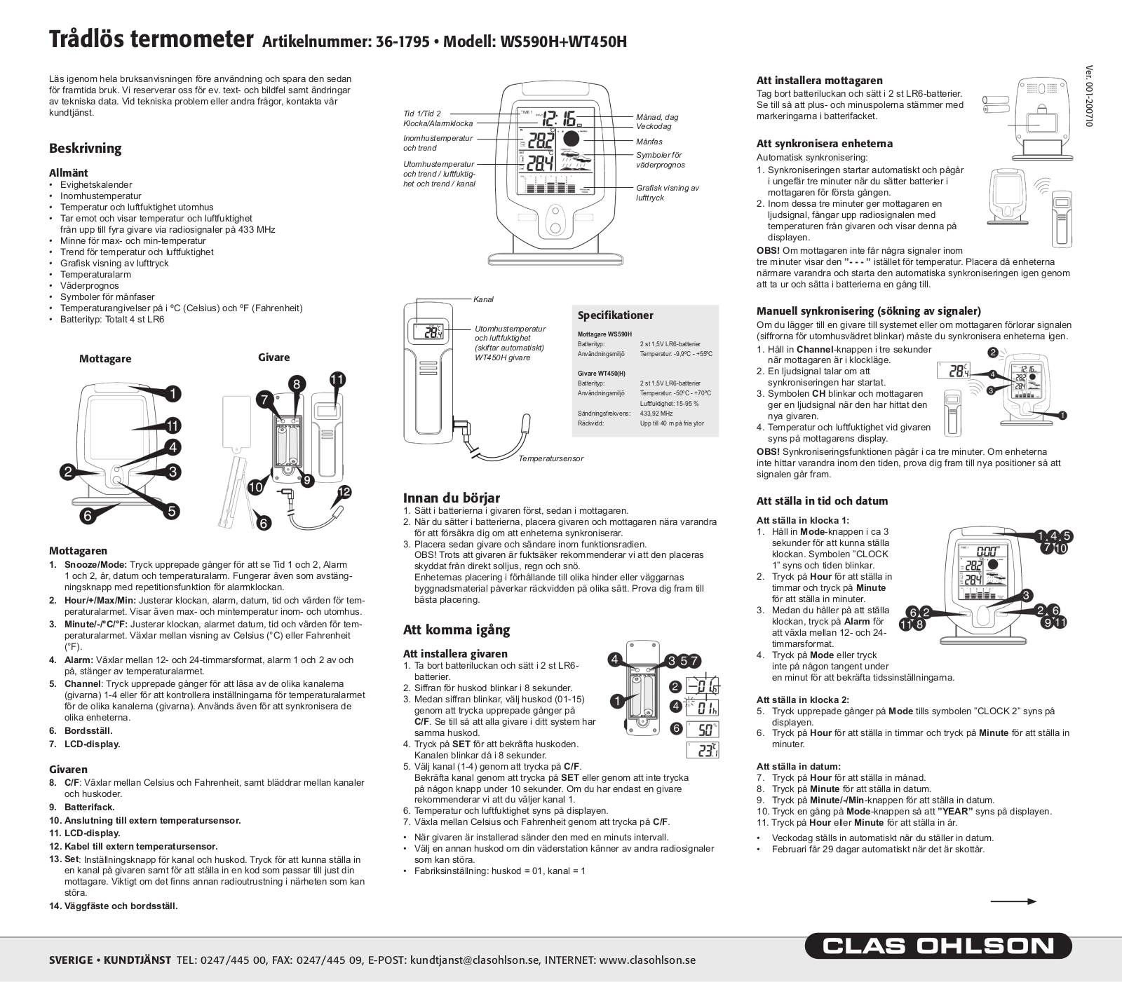 Clas Ohlson ws590h, wt450h User Manual