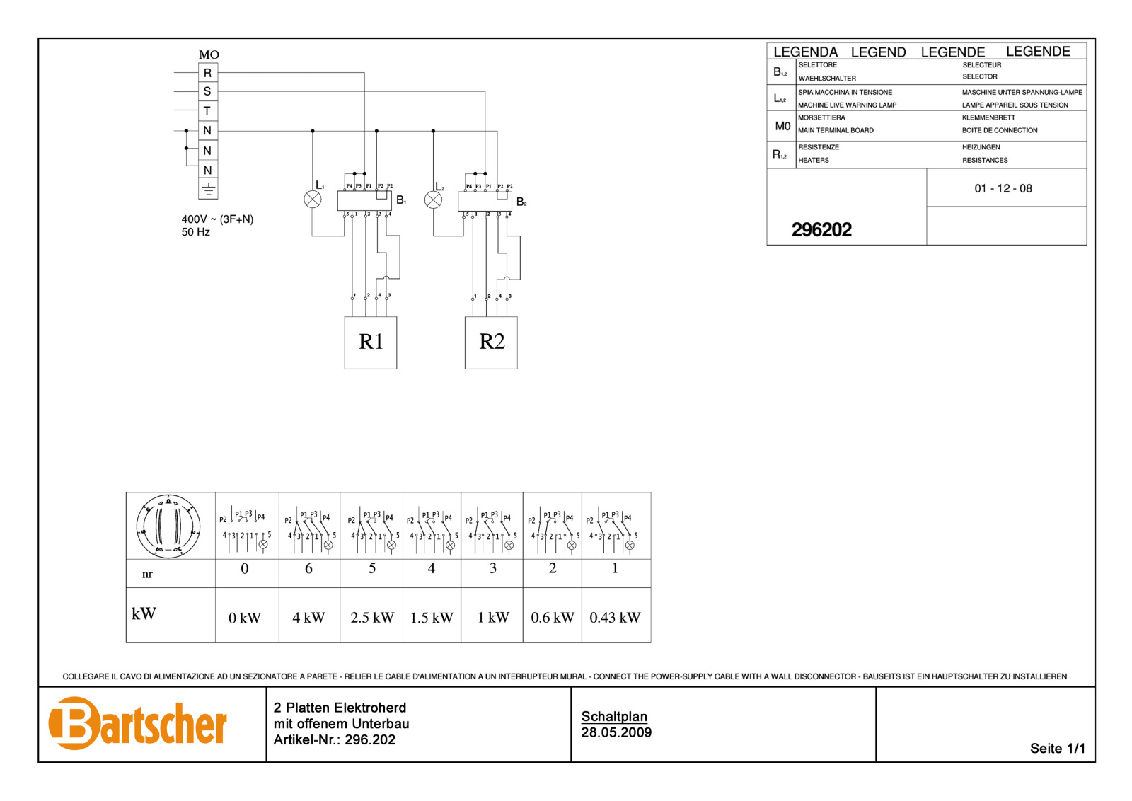 Bartscher 296202 Schematics