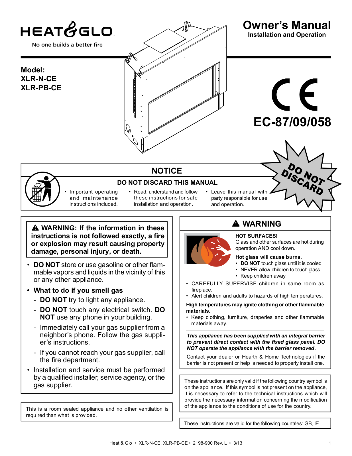 Heat & Glo XLR-N-CE User Manual