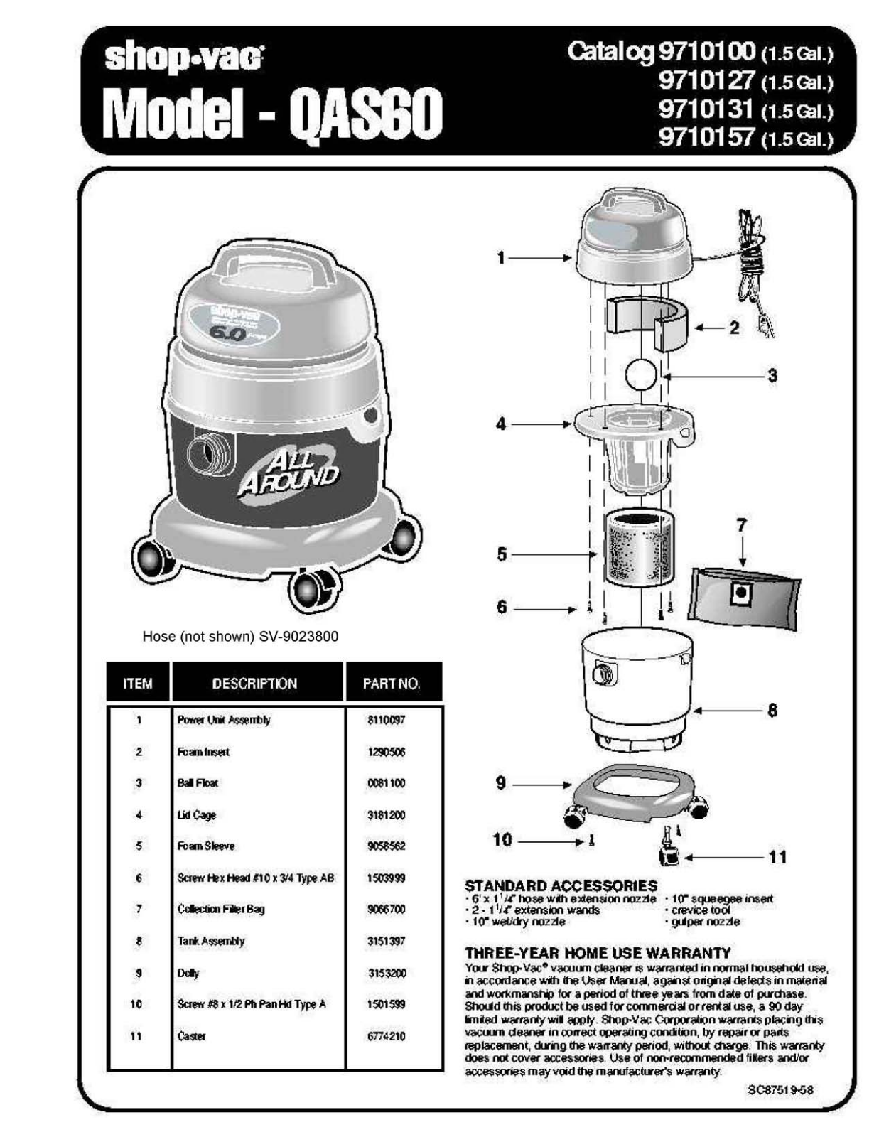 Shop Vac Qas60 Owner's Manual