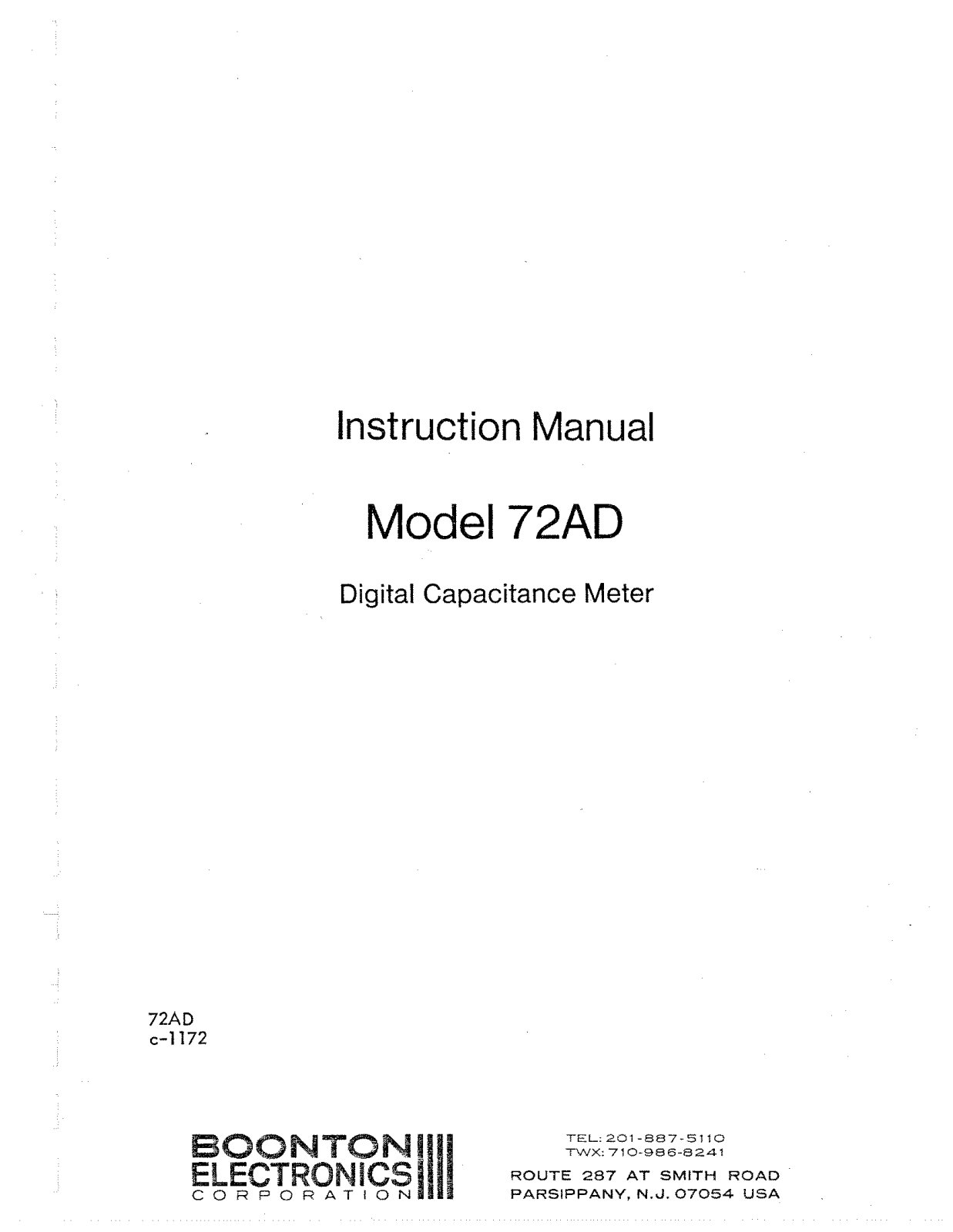 Boonton Electronics 72AD Service manual