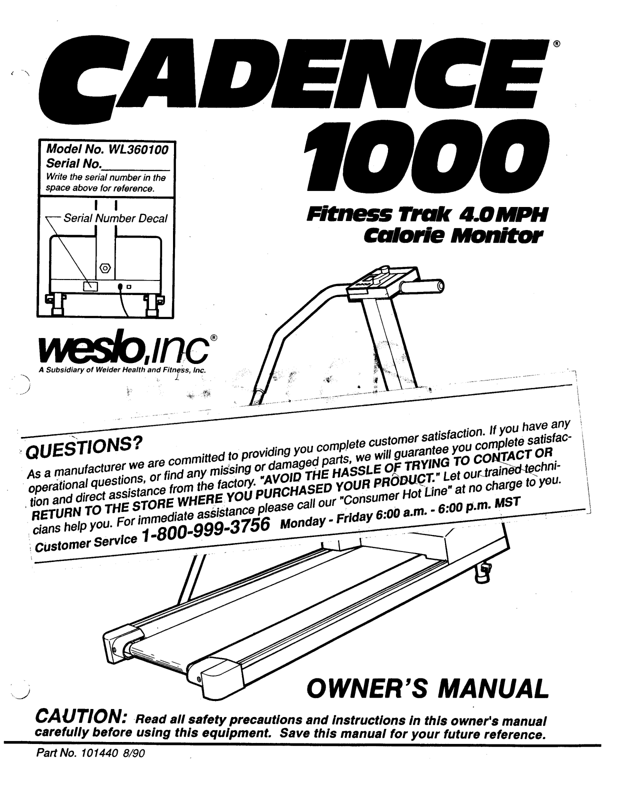 Weslo WL360100 Owner's Manual