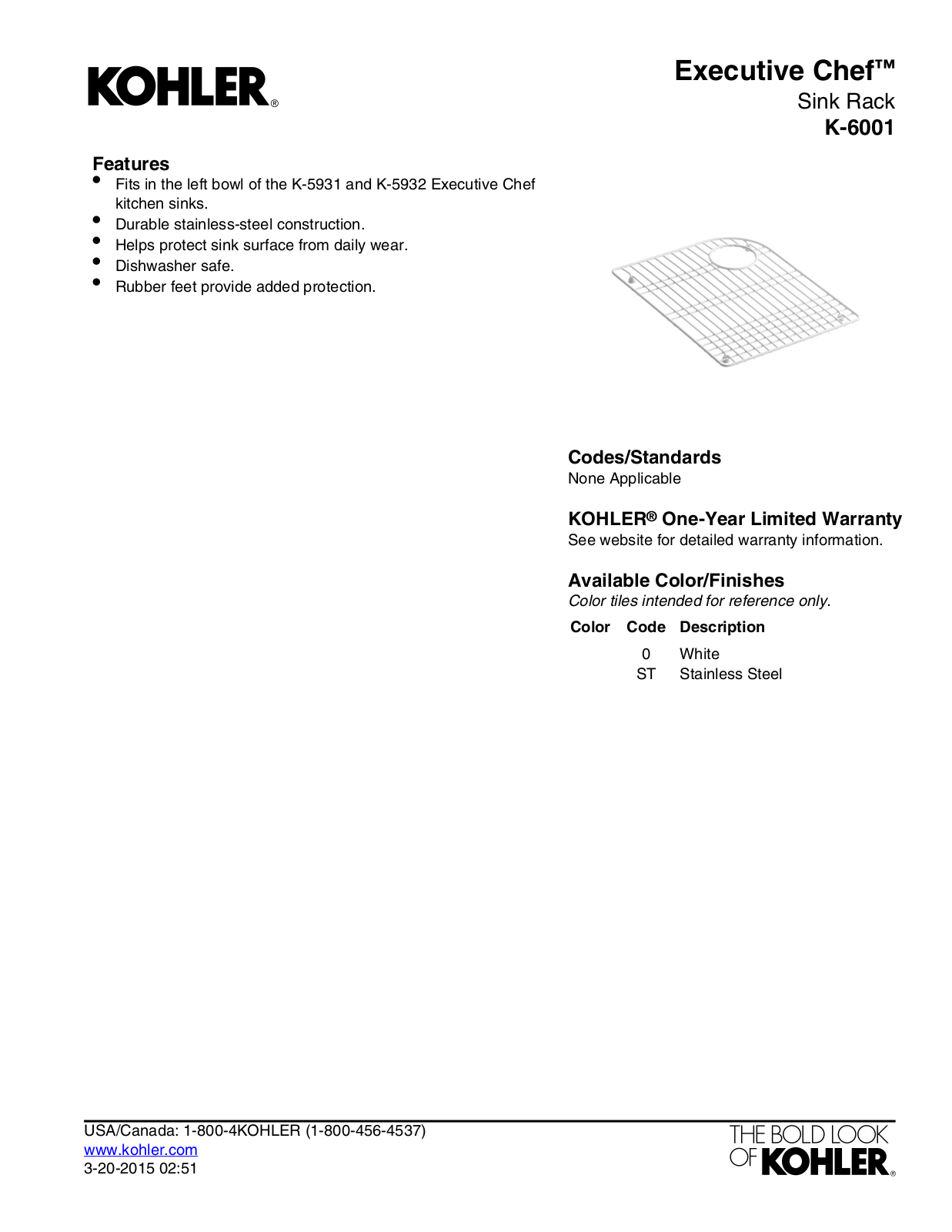 Kohler KOH4312 Specifications - ManualMachine.com