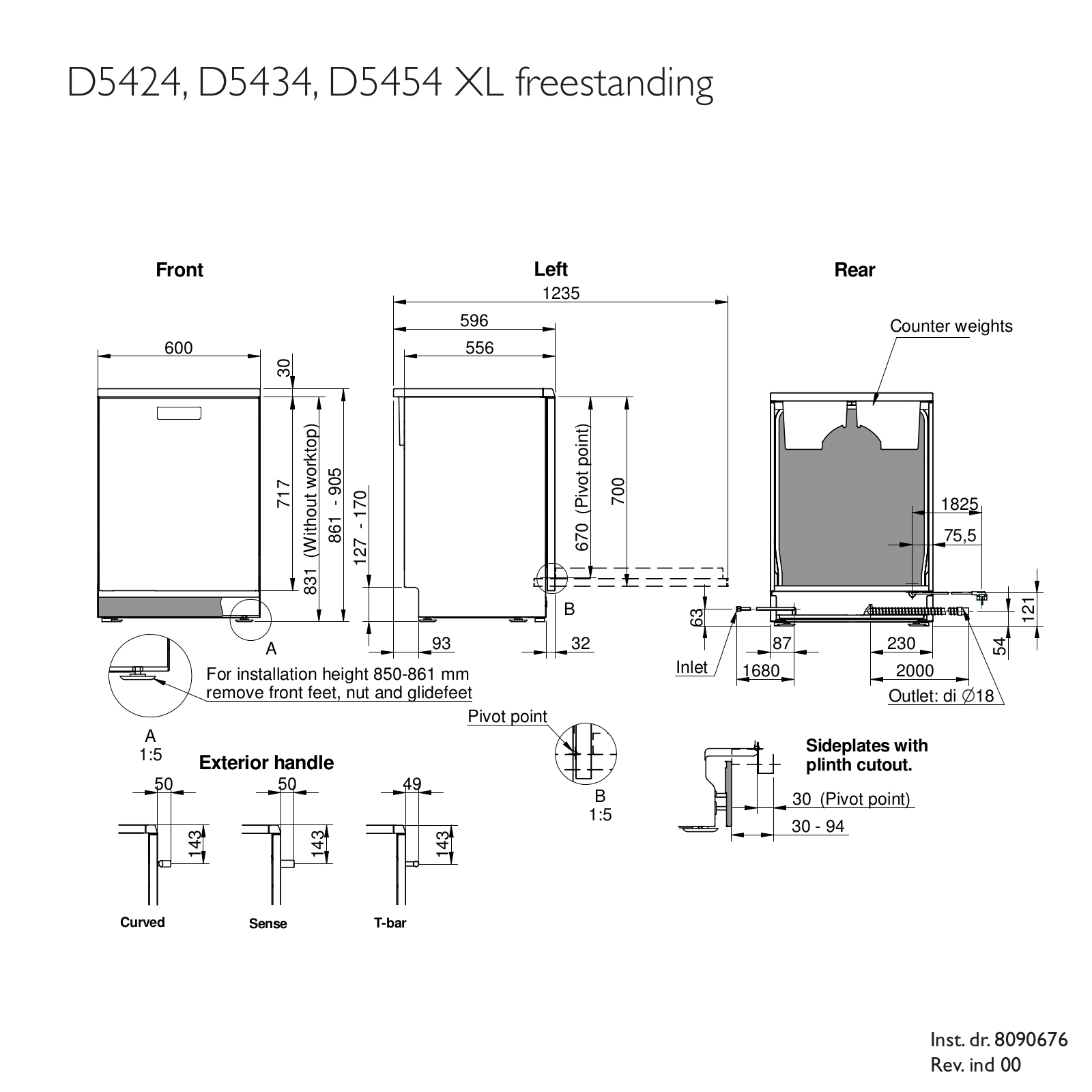 ASKO D5454 Dimensions