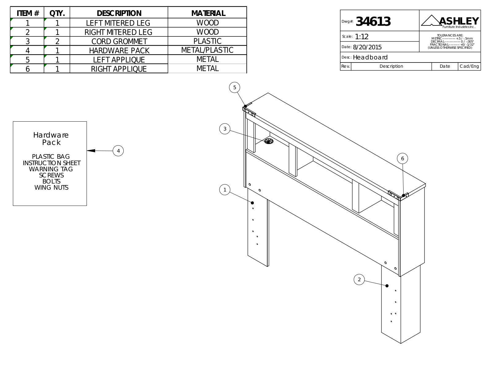 Ashley B446658486, B44665848660B10012, B446506584B10012 Assembly Guide