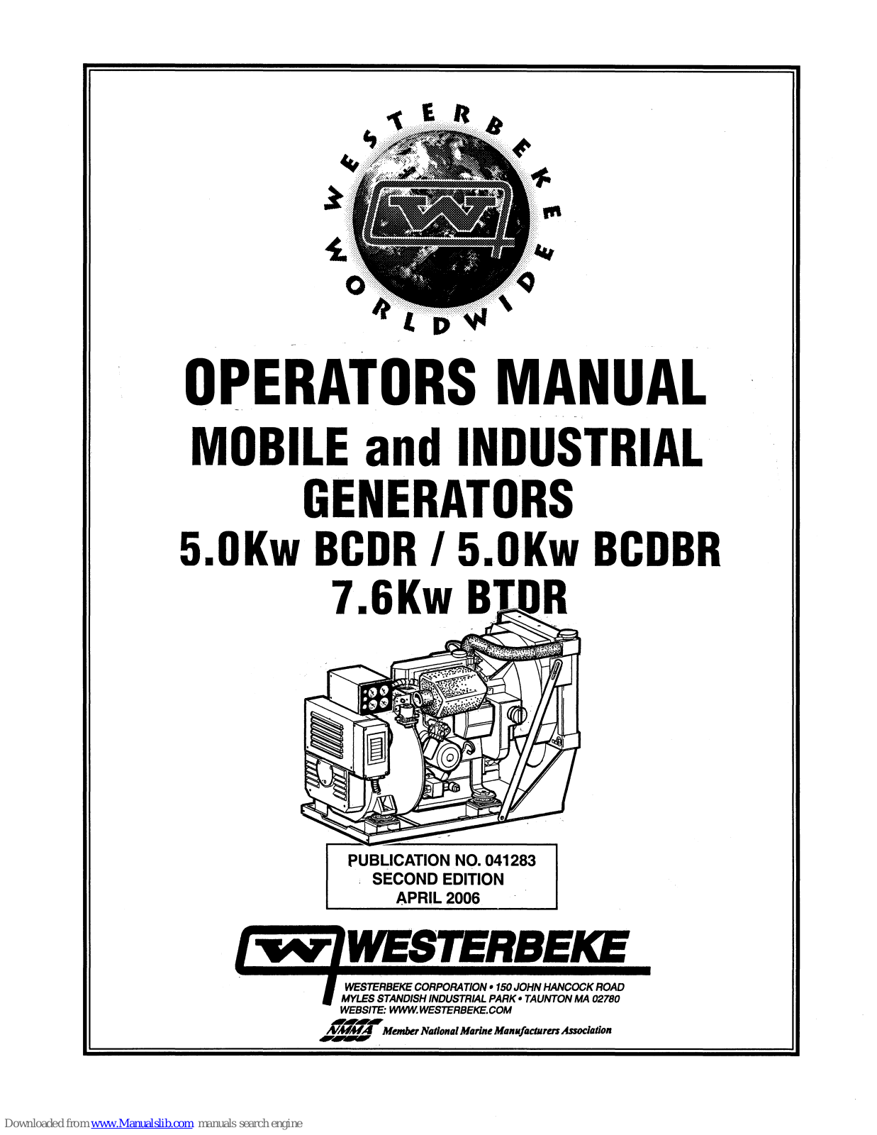 Westerbeke 5.0Kw BCDR, 5.0Kw BCDBR, 7.0Kw BTDR, 7.6Kw BTDR Operator's Manual - ManualMachine.com