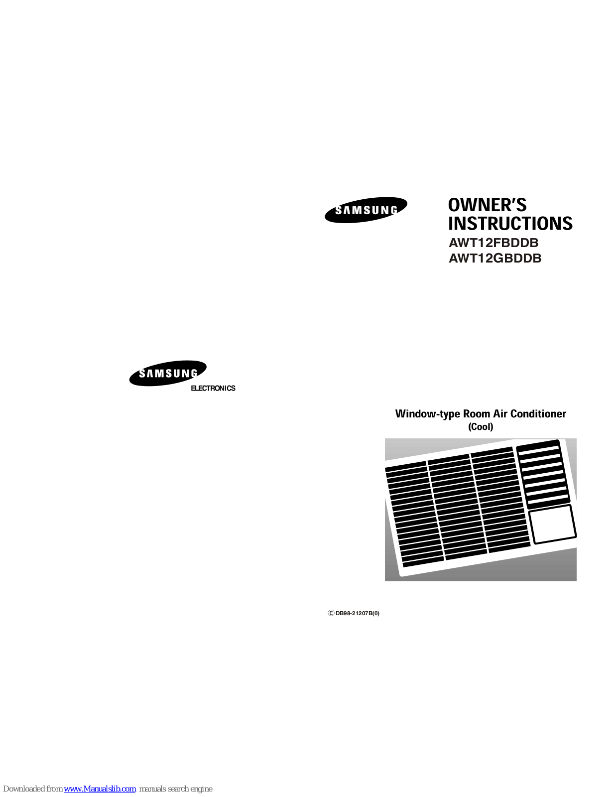 Samsung AWT12FBDDBKXTL, AWT12GBDDBKXTL, AWT12FBDDB, AWT12GBDDB Owner's Instructions Manual