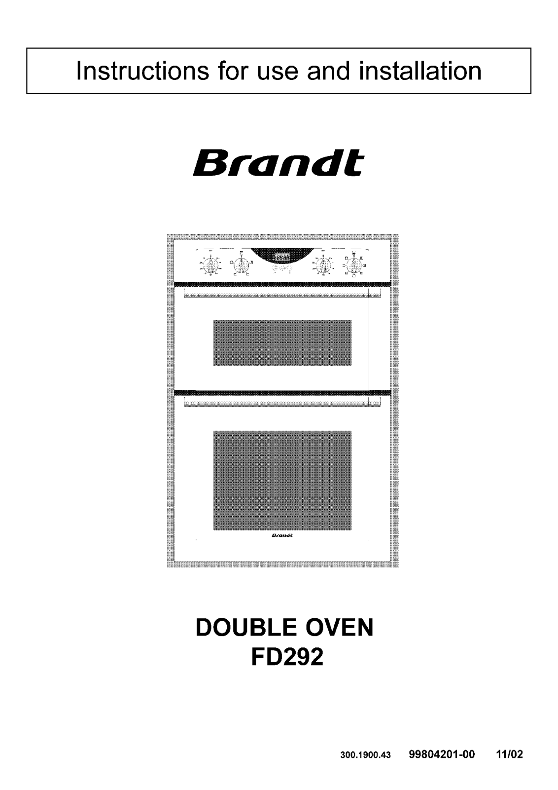 BRANDT FD292XU1 User Manual