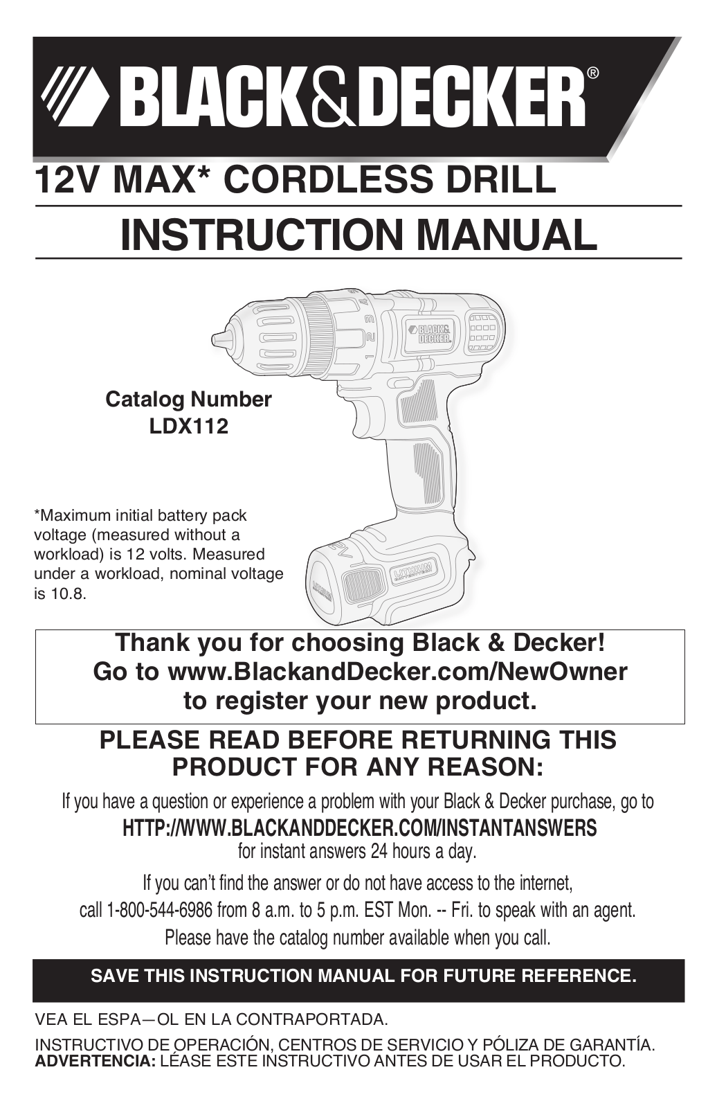 Black & Decker LDX112C User Manual