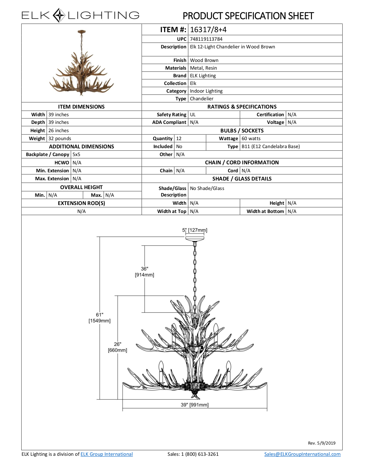 ELK Lighting 1631784 Specifications - ManualMachine.com