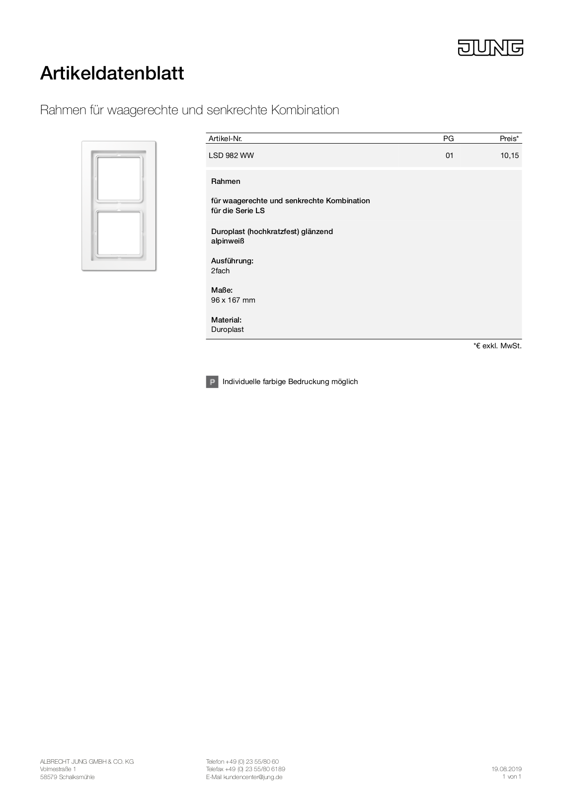 Jung LSD 982 WW User Manual