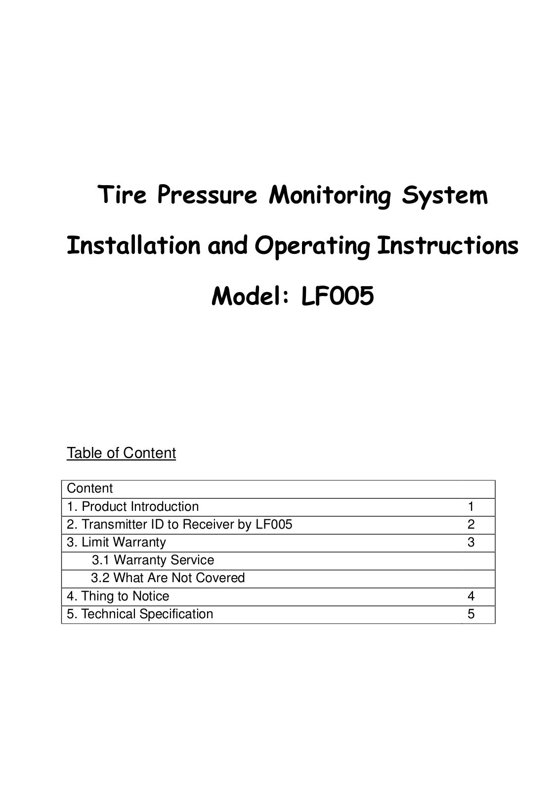 Mobiletron Electronics LF005 User Manual