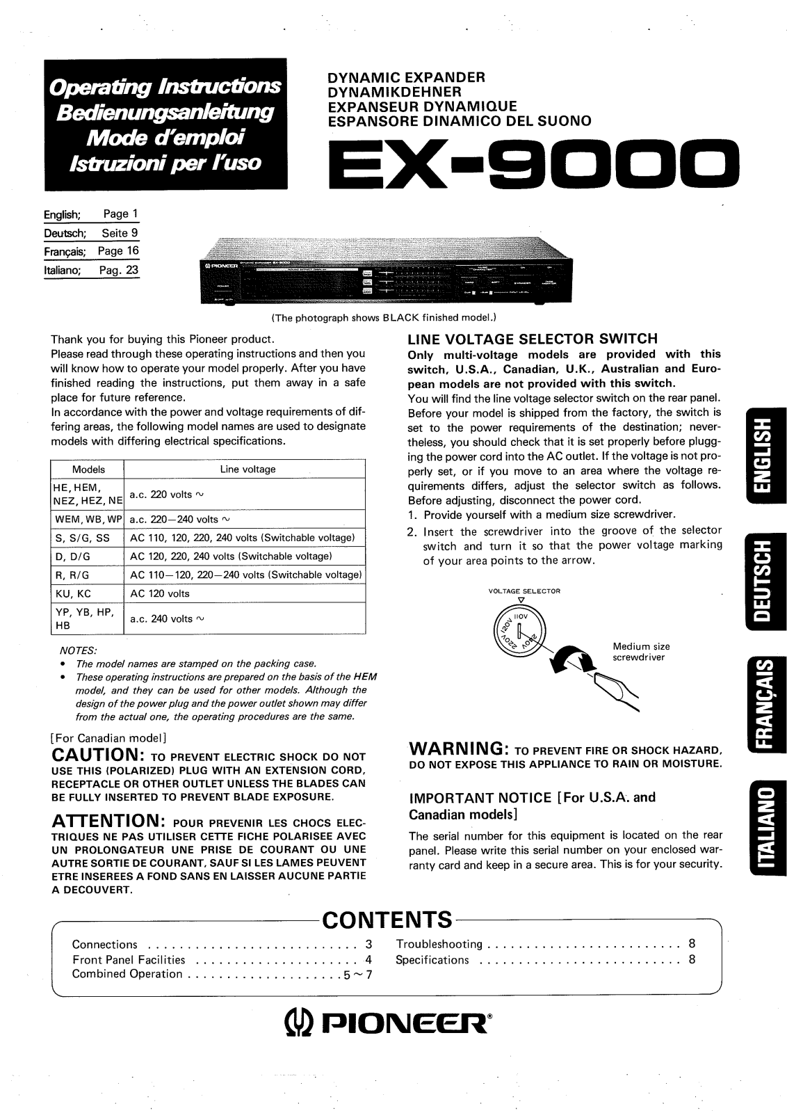 Pioneer EX-9000 User Manual