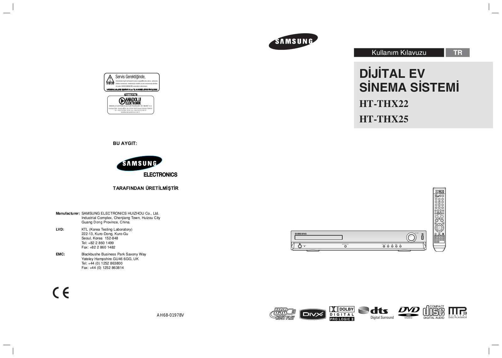 Samsung HT-THX25T, HT-THX25 User Manual