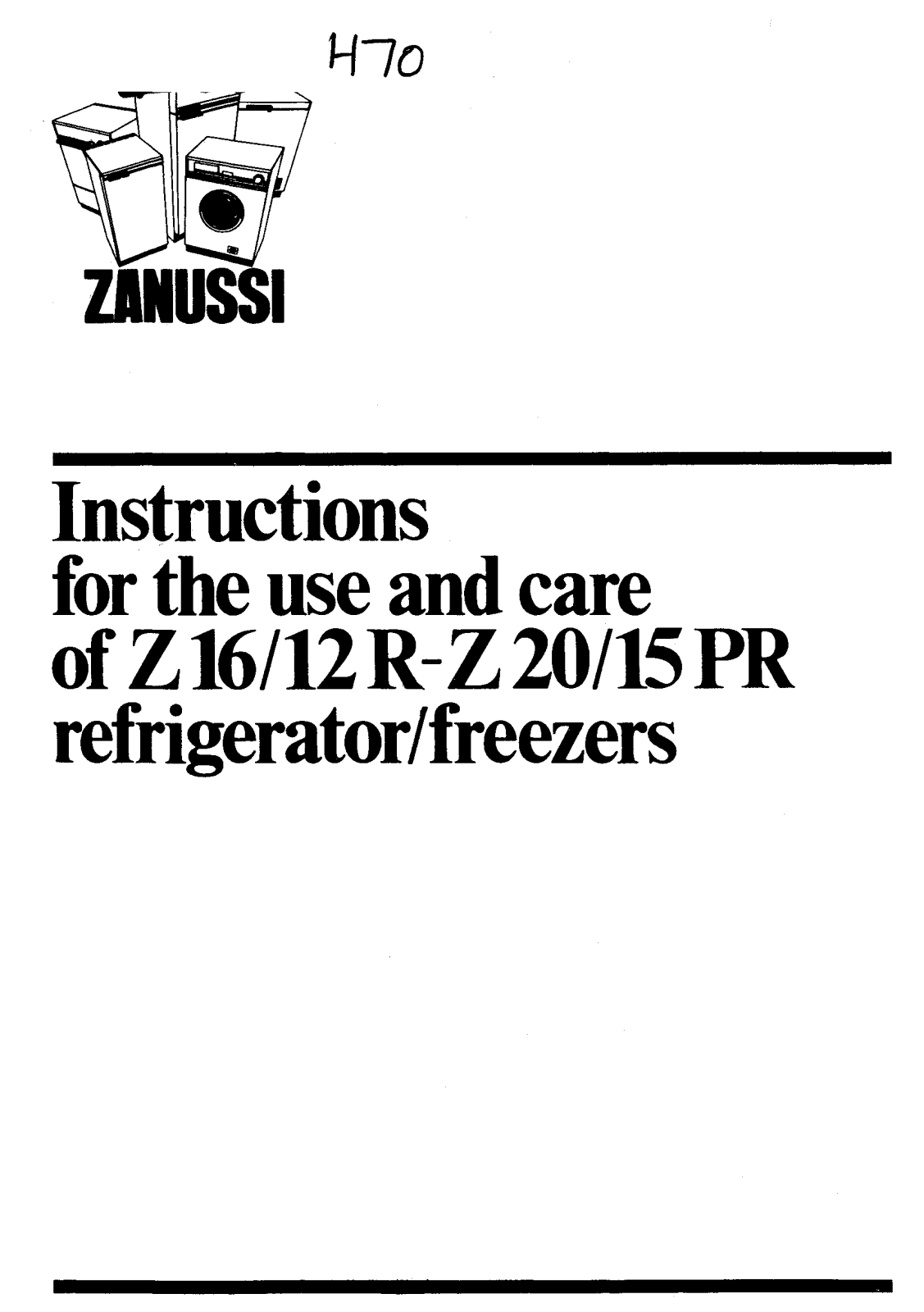 Zanussi Z20-15PR, Z16-12R User Manual