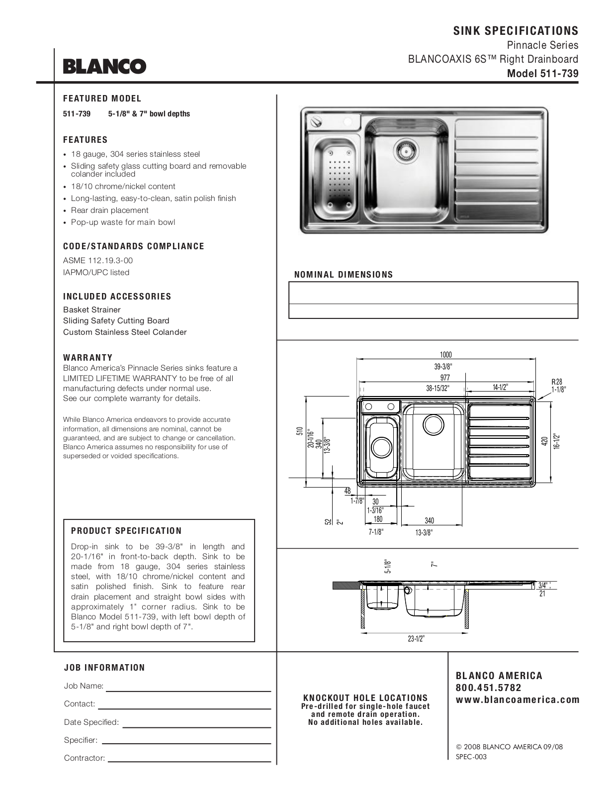 Blanco 511-739 User Manual