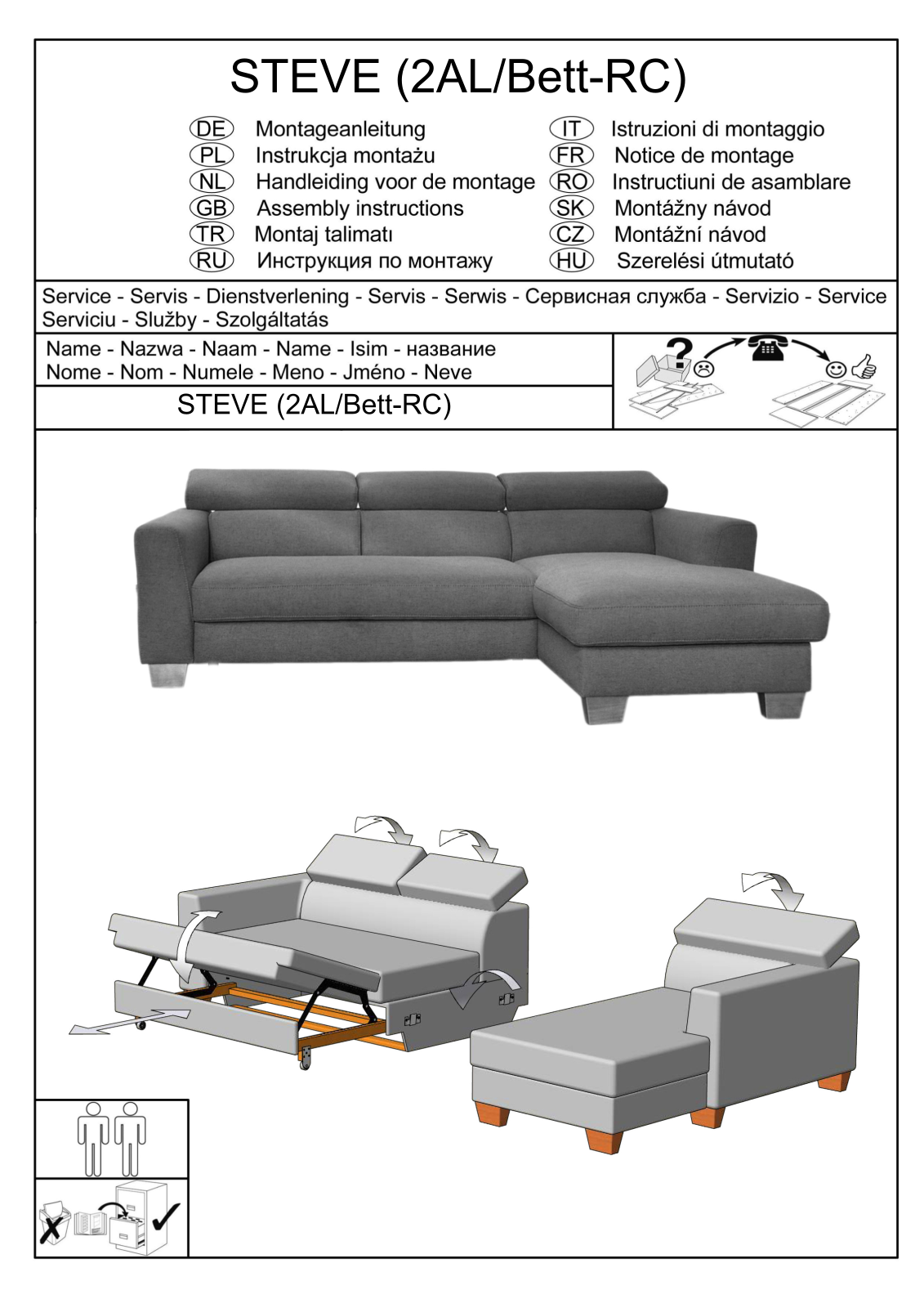 Home affaire Steve, Steve Luxus Assembly instructions