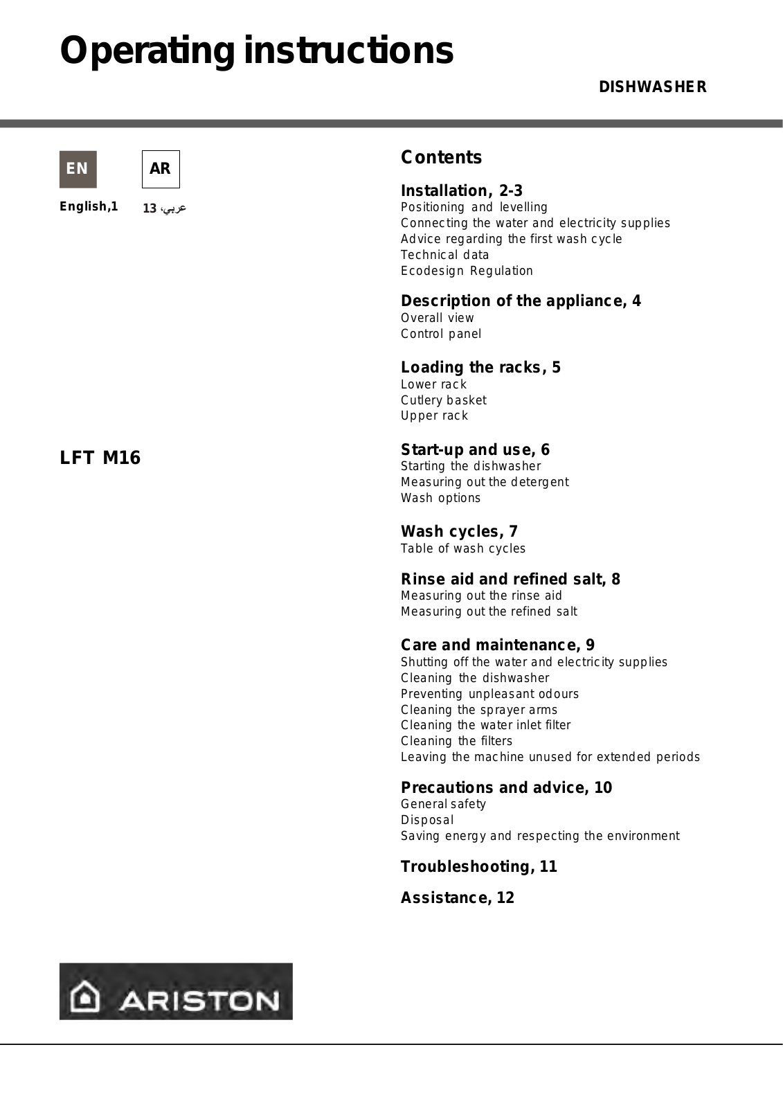 Hotpoint LFT M16 A TW.R User Manual