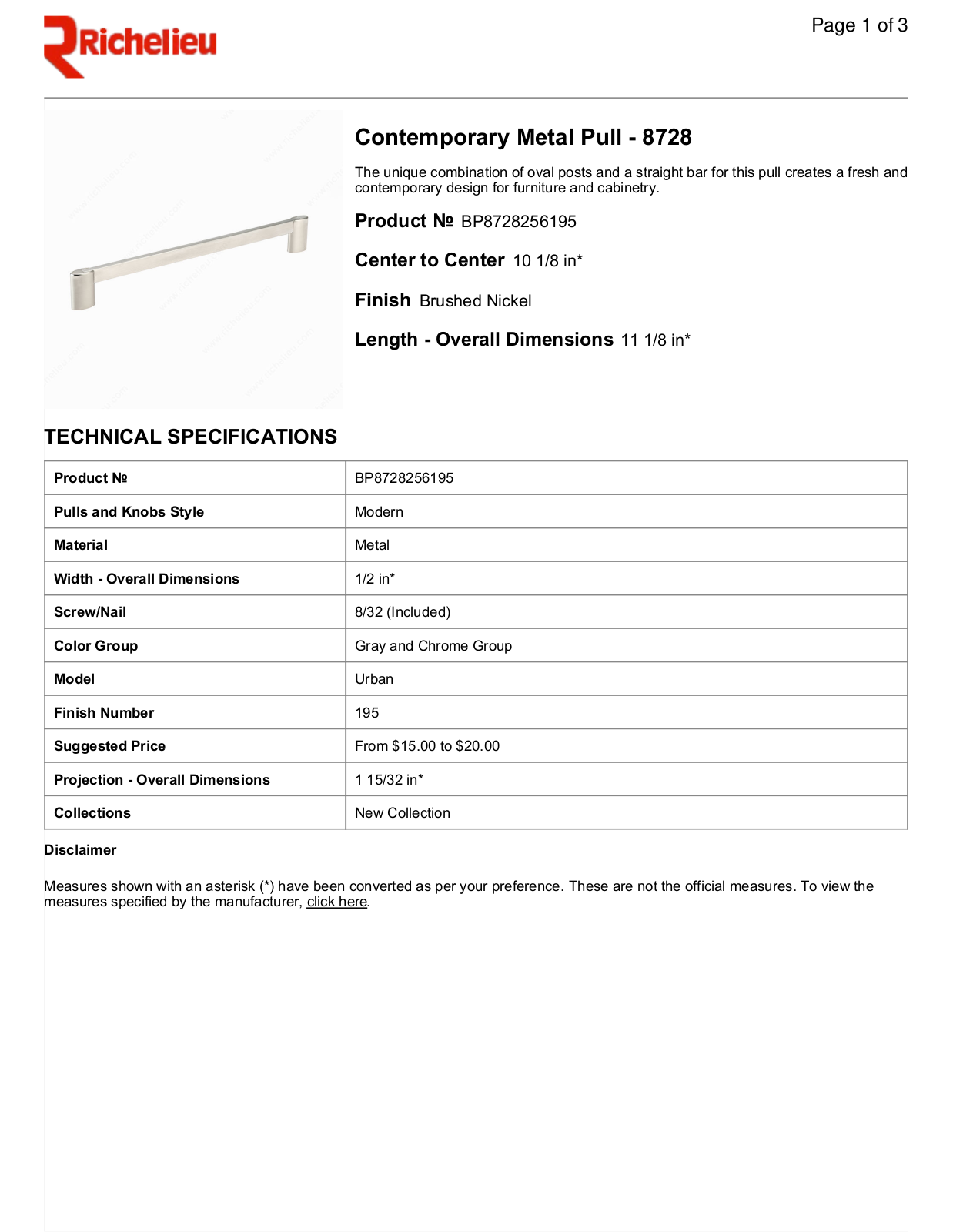Richelieu RHC2950 Specifications - ManualMachine.com