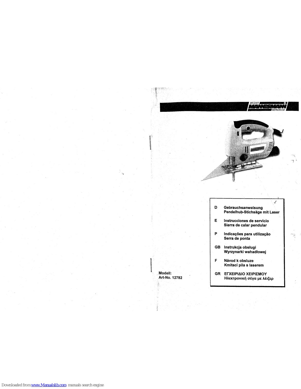 Brüder Mannesmann 12782 User Manual - ManualMachine.com