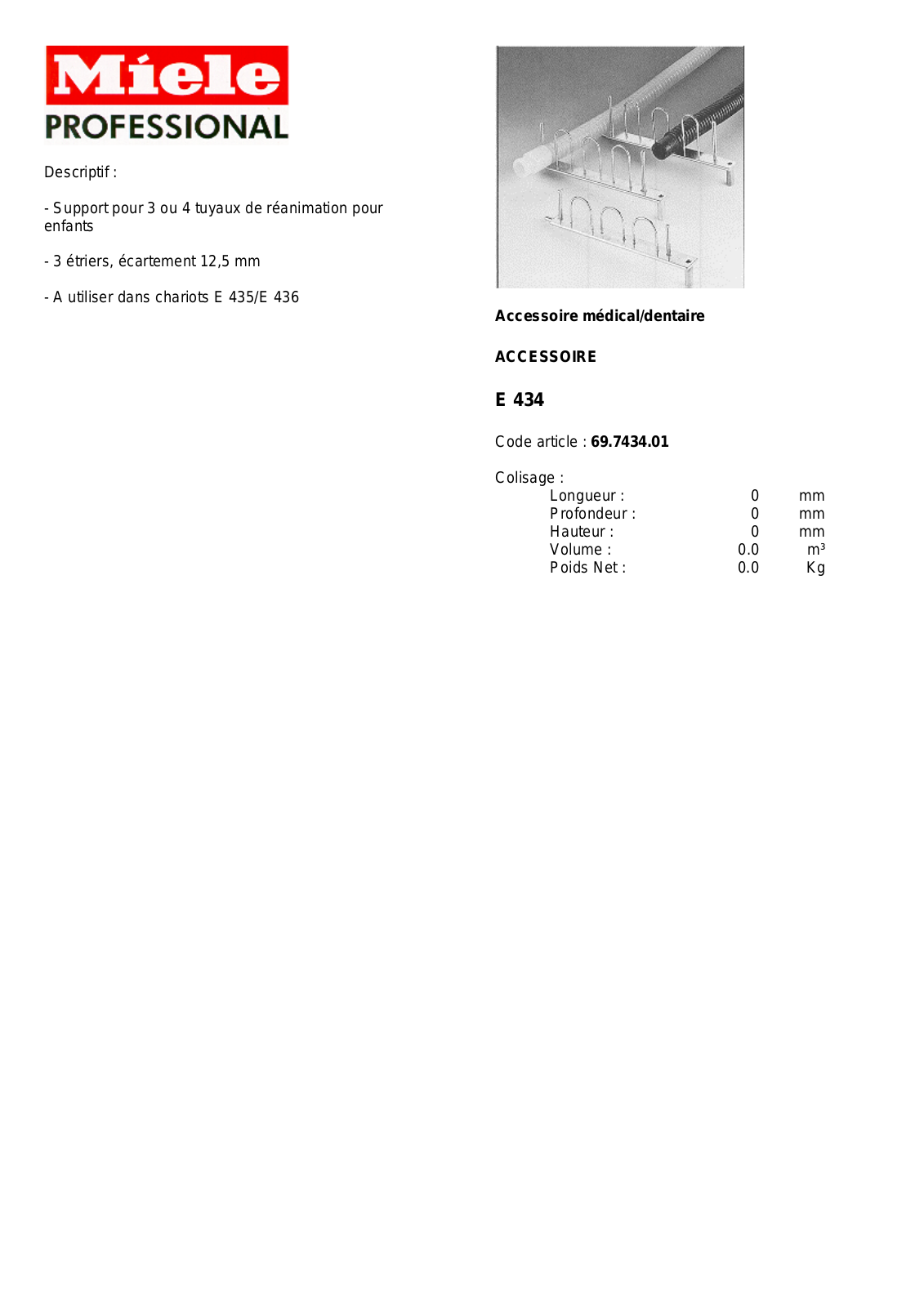 MIELE E 434 DESCRIPTIF User Manual