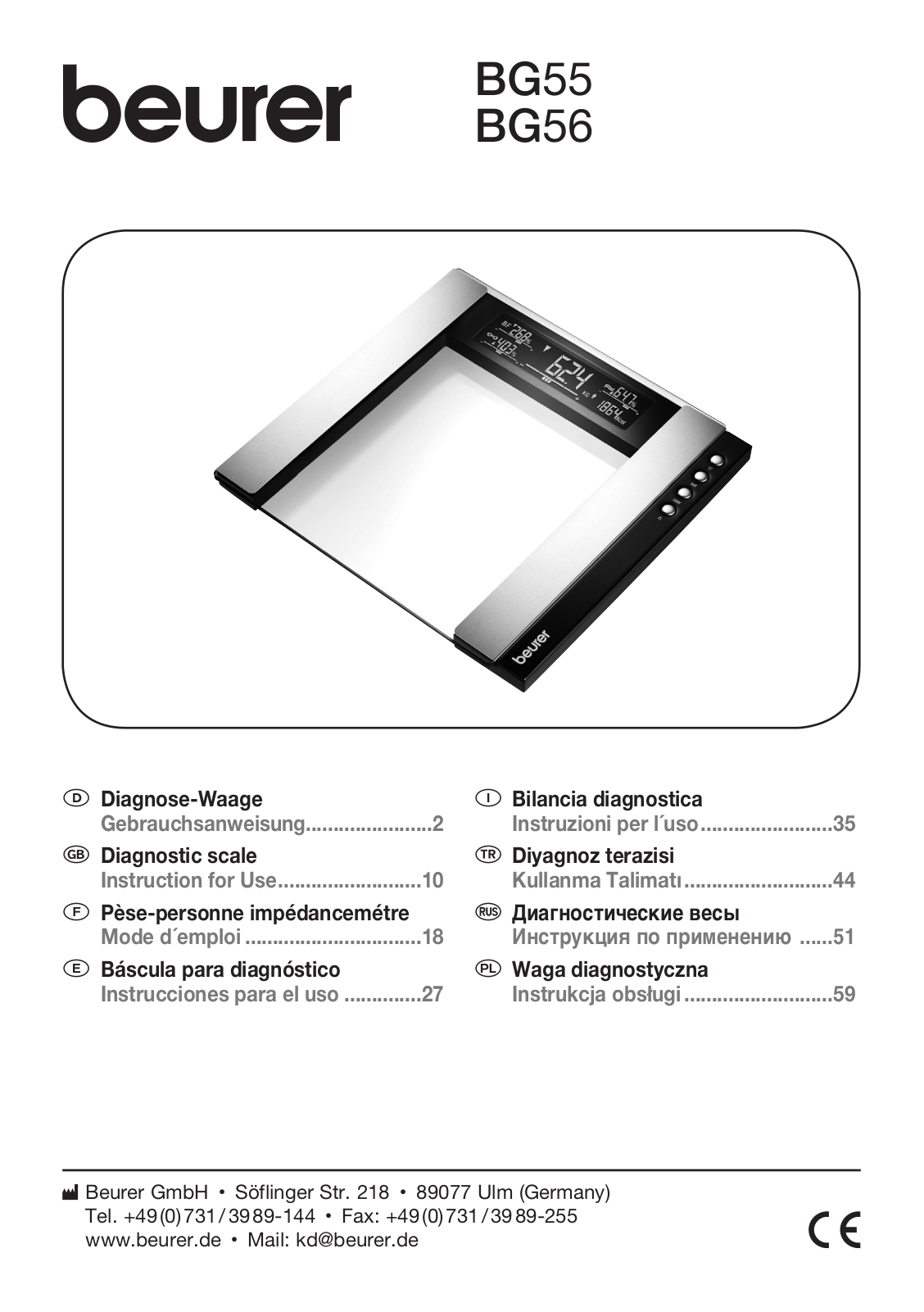 Beurer BG 55 User Manual