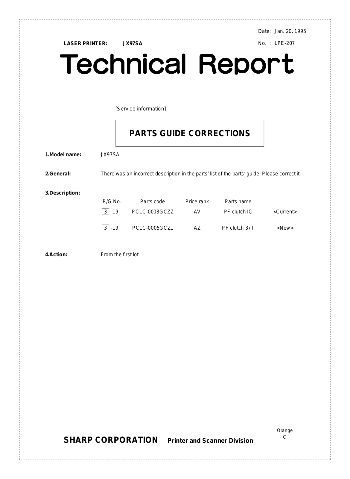 SHARP LPE207 Technical Report