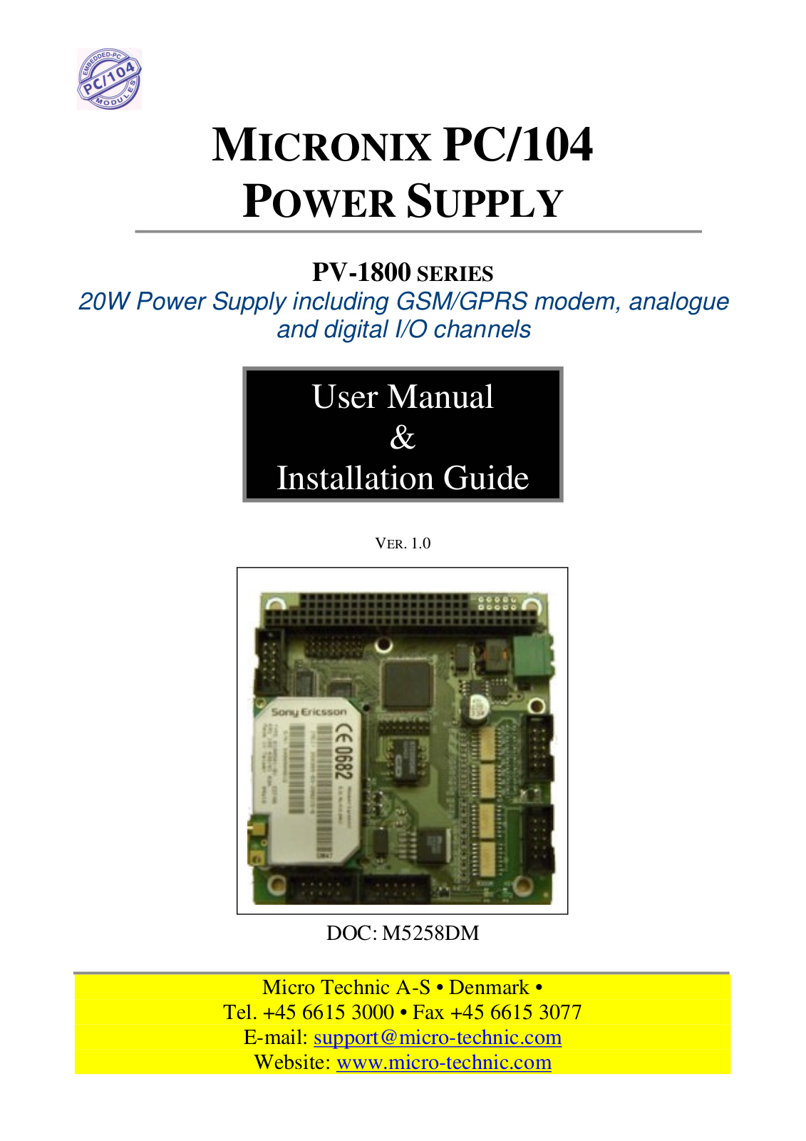 Micro Technic PV-1800 User Manual